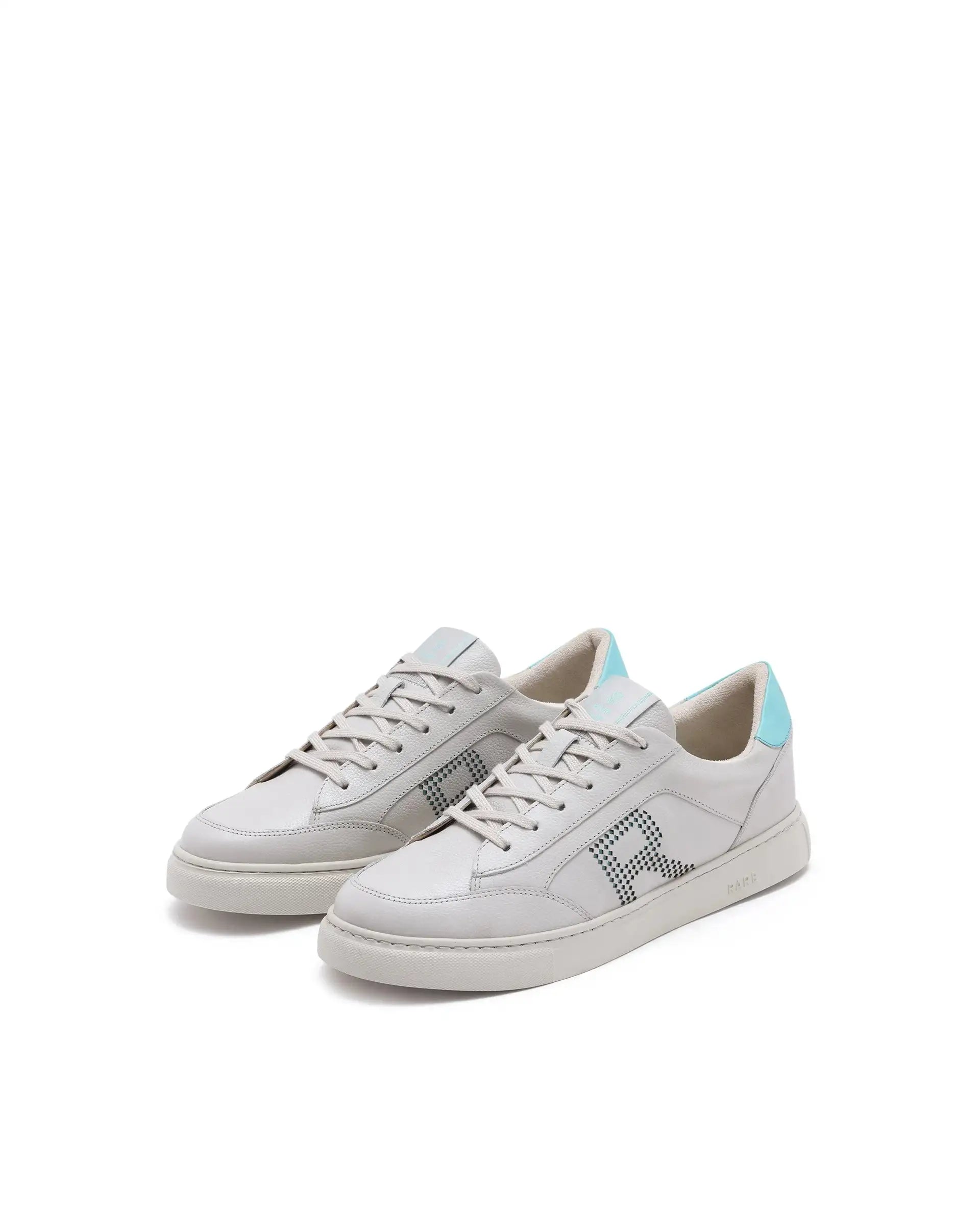 Rare Rabbit Men Vortex Beige Low-Top Genuine Leather Lazer Lace-Up Sneaker Shoes