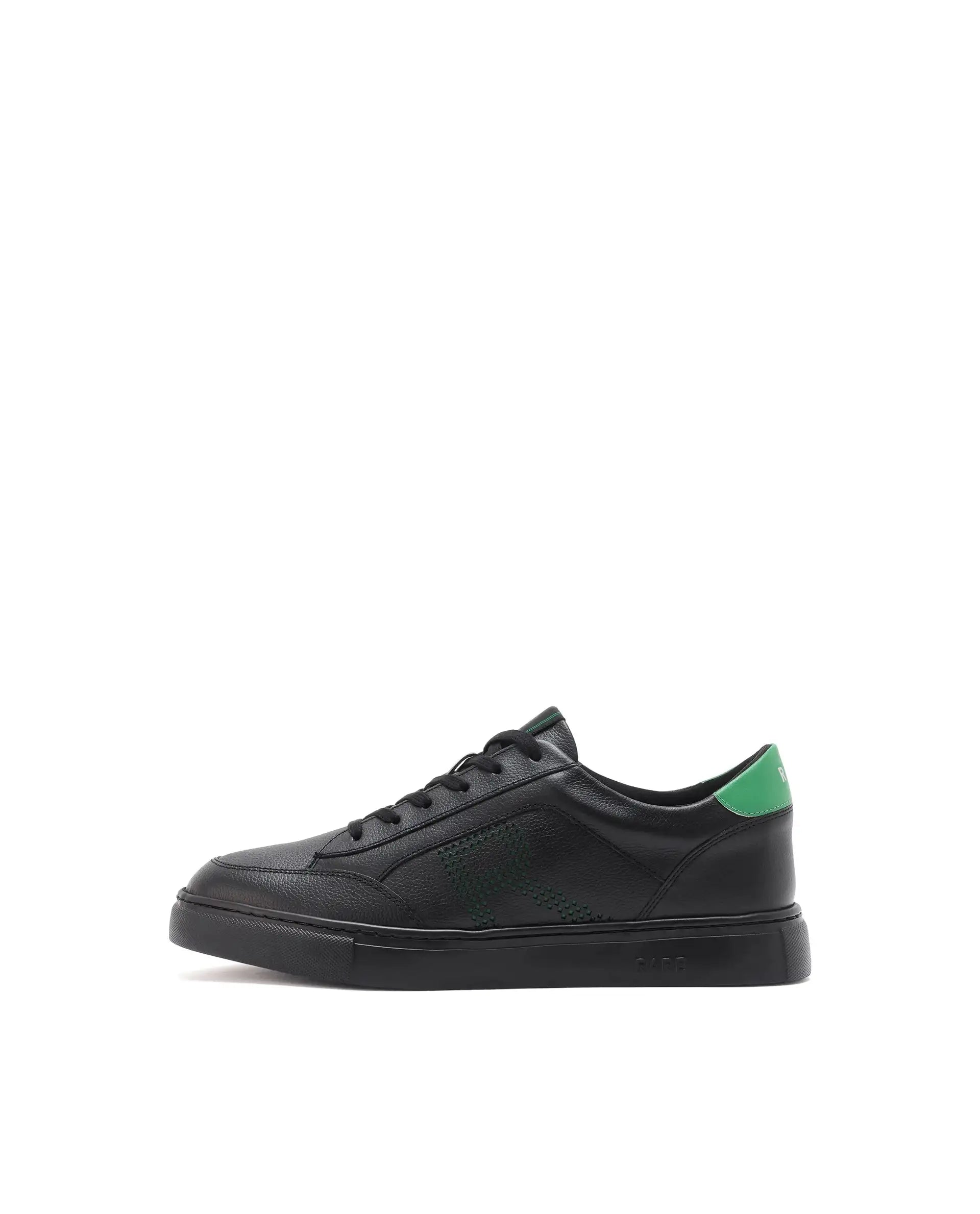 Rare Rabbit Men Vortex Black Low-Top Genuine Leather Lazer Lace-Up Sneaker Shoes