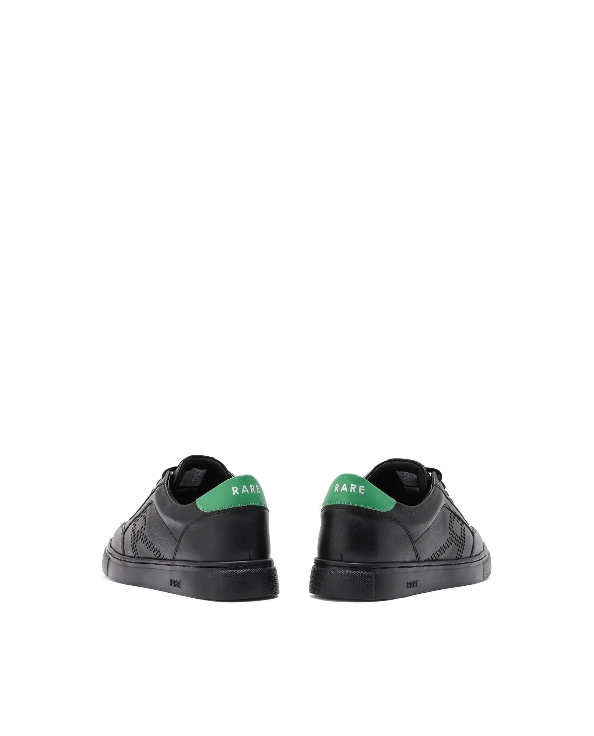 Rare Rabbit Men Vortex Black Low-Top Genuine Leather Lazer Lace-Up Sneaker Shoes