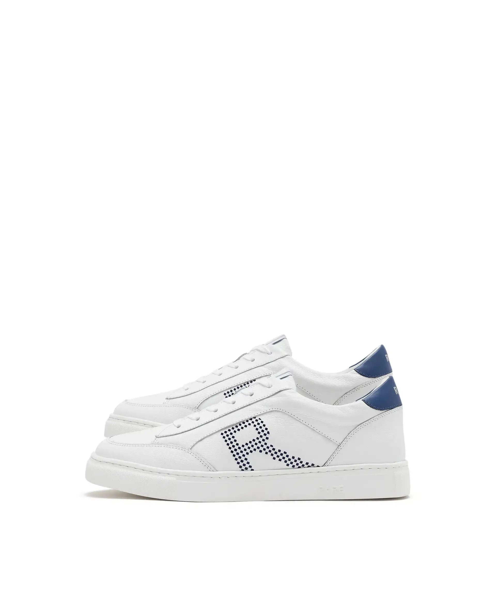 Rare Rabbit Men Vortex White Low-Top Genuine Leather Lazer Lace-Up Sneaker Shoes