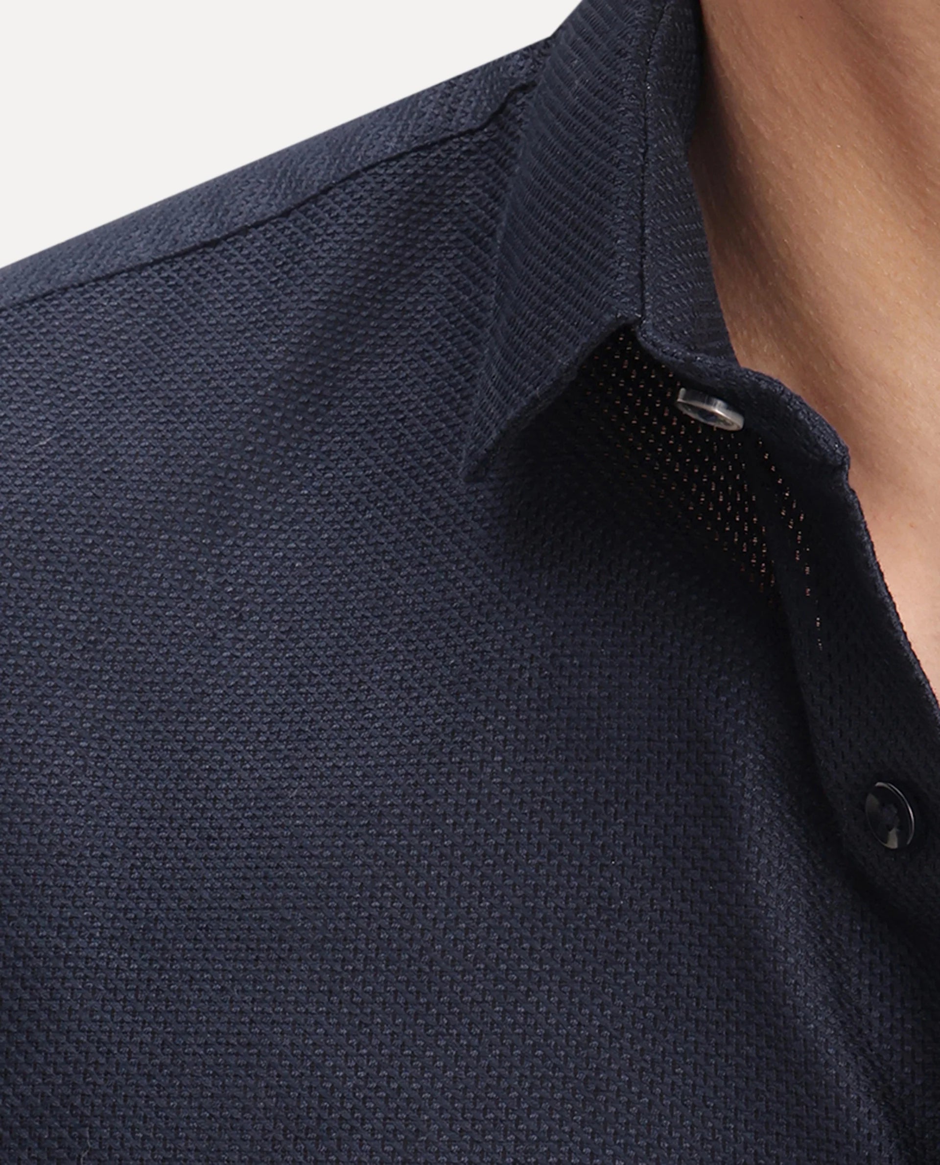 Rare Rabbit Men's Astron 25 Navy Cotton Blend Plain Regular Fit Full Sleeve Collared Shirt