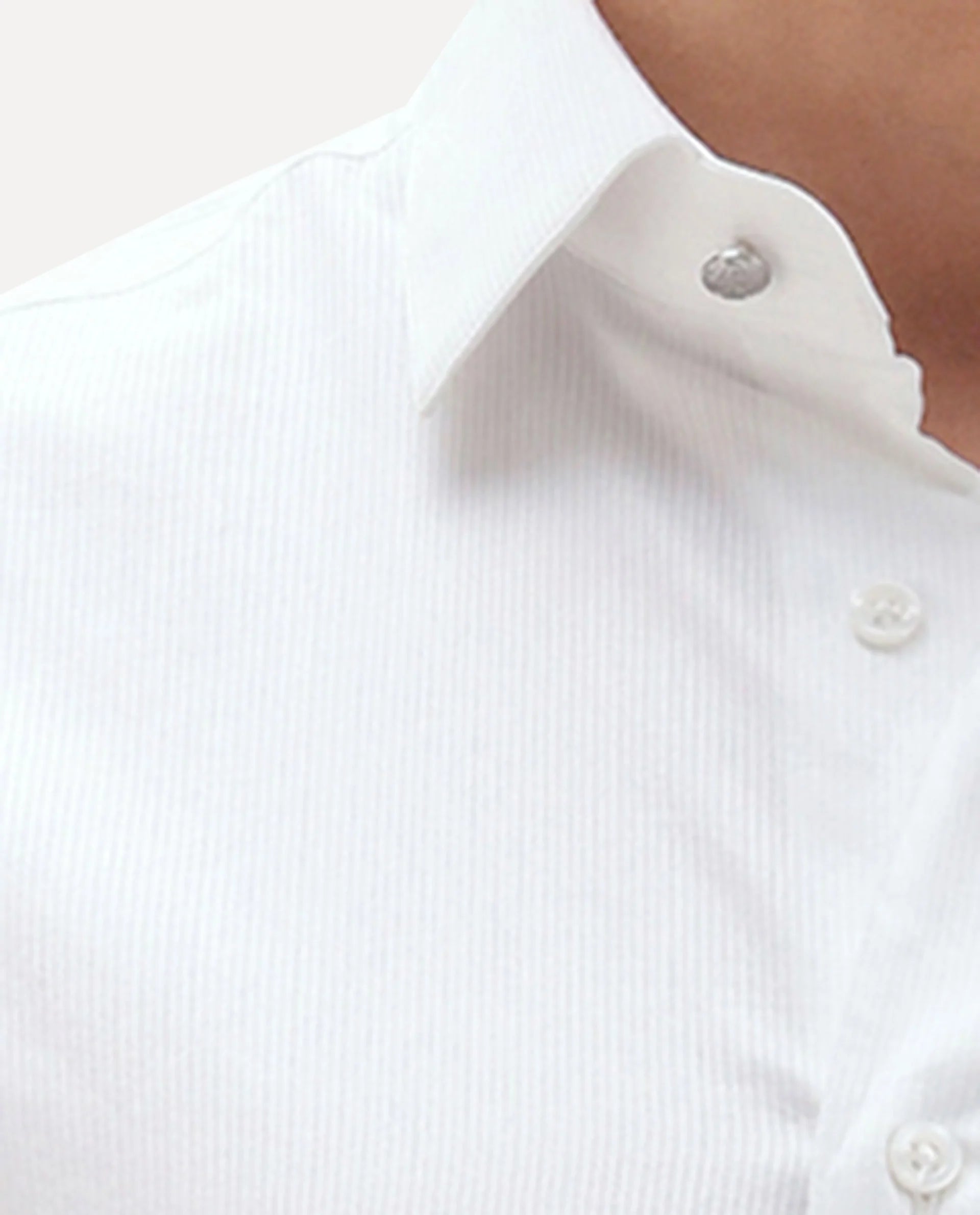Rare Rabbit Men's Bovec-25 White Cotton Fabric Spread Collar Regular Fit Striped Shirt