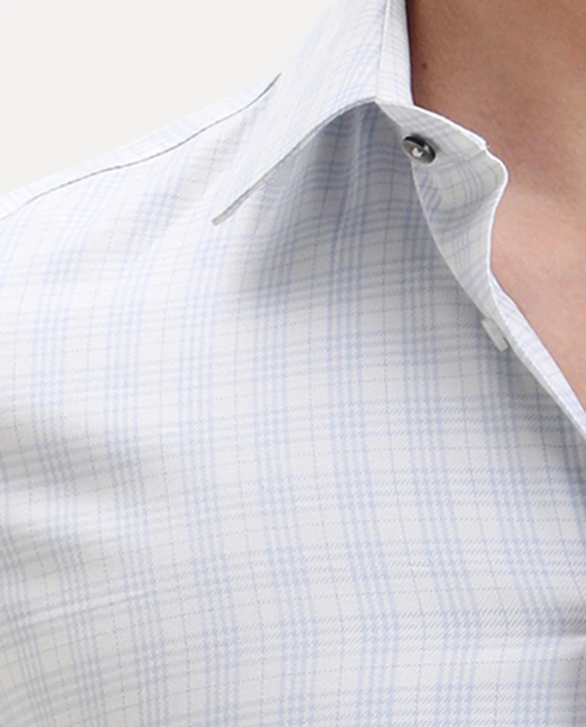 Rare Rabbit Men's Canis-25 Blue Cotton Blend Spread Collar Regular Fit Checked Shirt