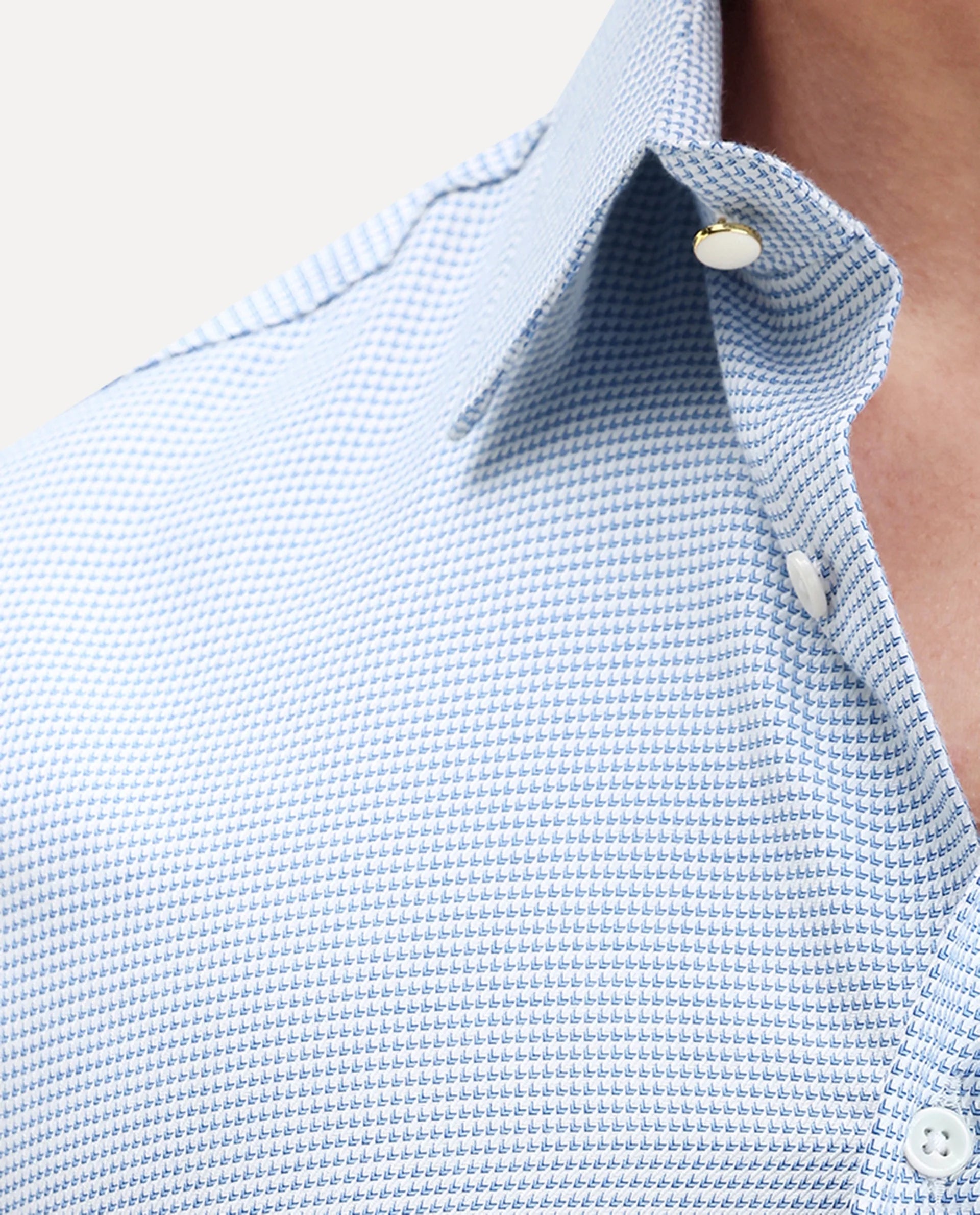 Rare Rabbit Men's Fresno Blue Cotton Dobby Print Regular Fit Full Sleeve Collared Shirt