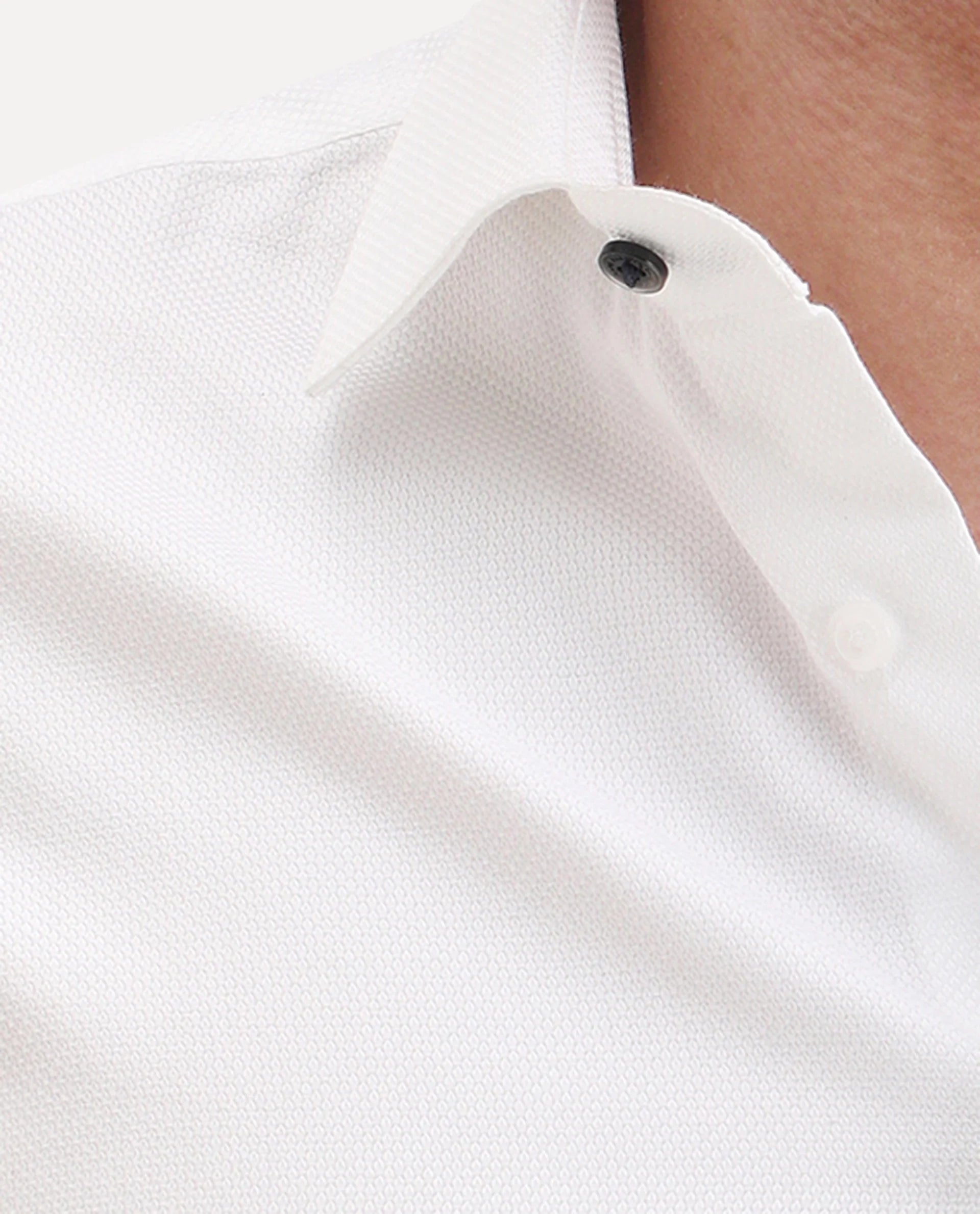 Rare Rabbit Men's Glyn White Cotton Fabric Full Sleeve Spread Collar Button Regular Plain Shirt