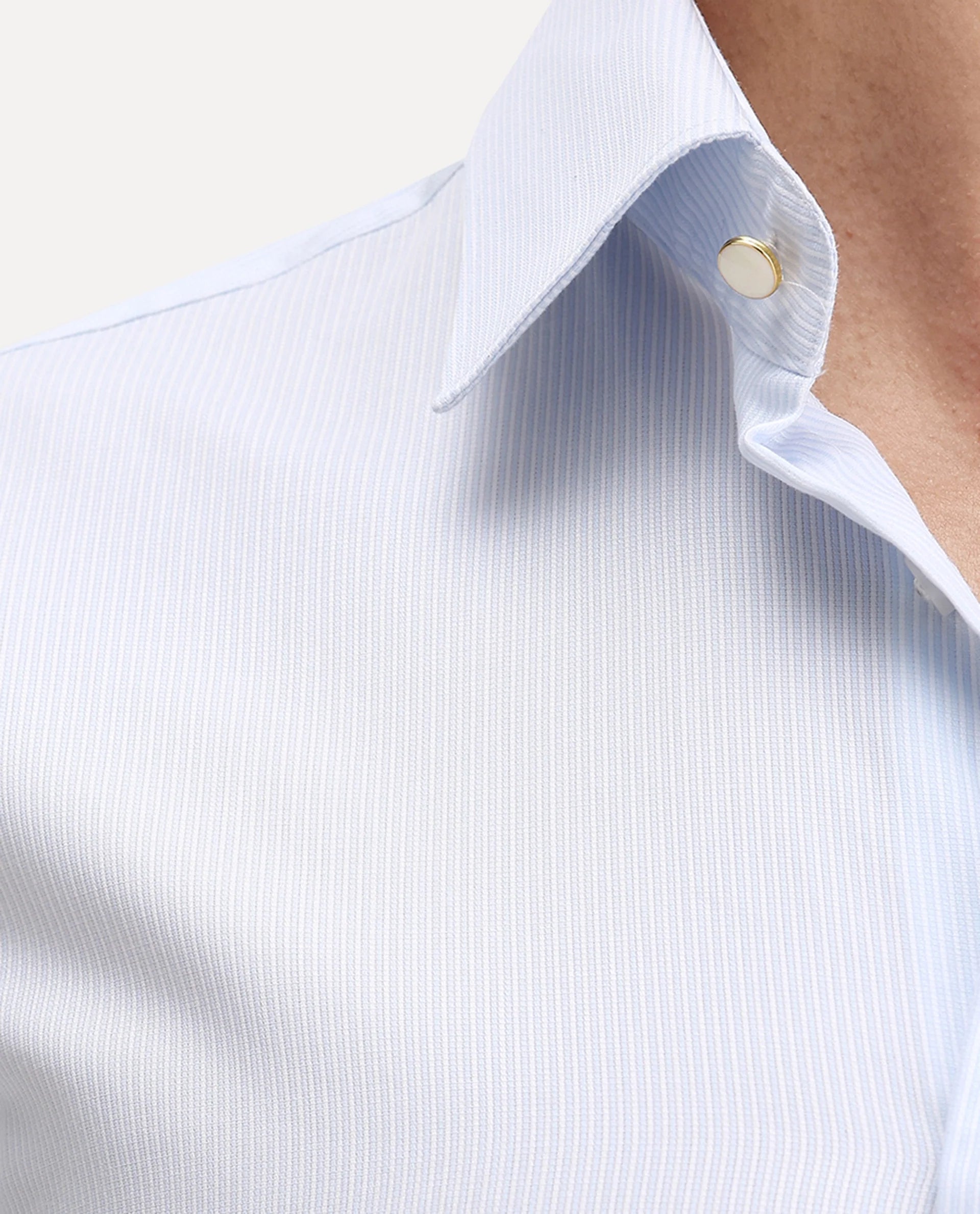 Rare Rabbit Men's Latter Light Blue Cotton Plain Regular Fit Full Sleeve Collared Shirt