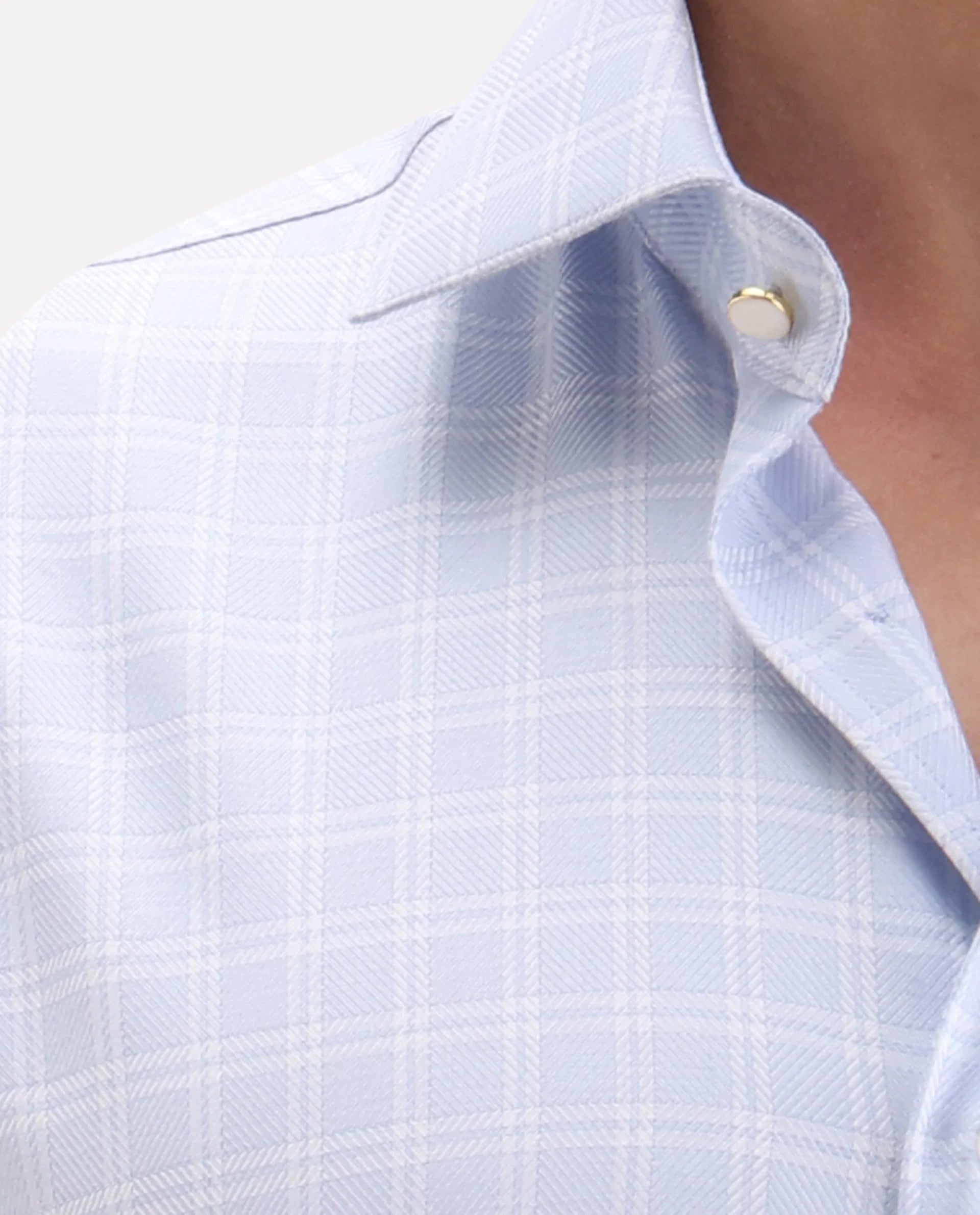 Rare Rabbit Men's Plid Blue Cotton Fabric Collared Neck Regular Fit Checks Shirt