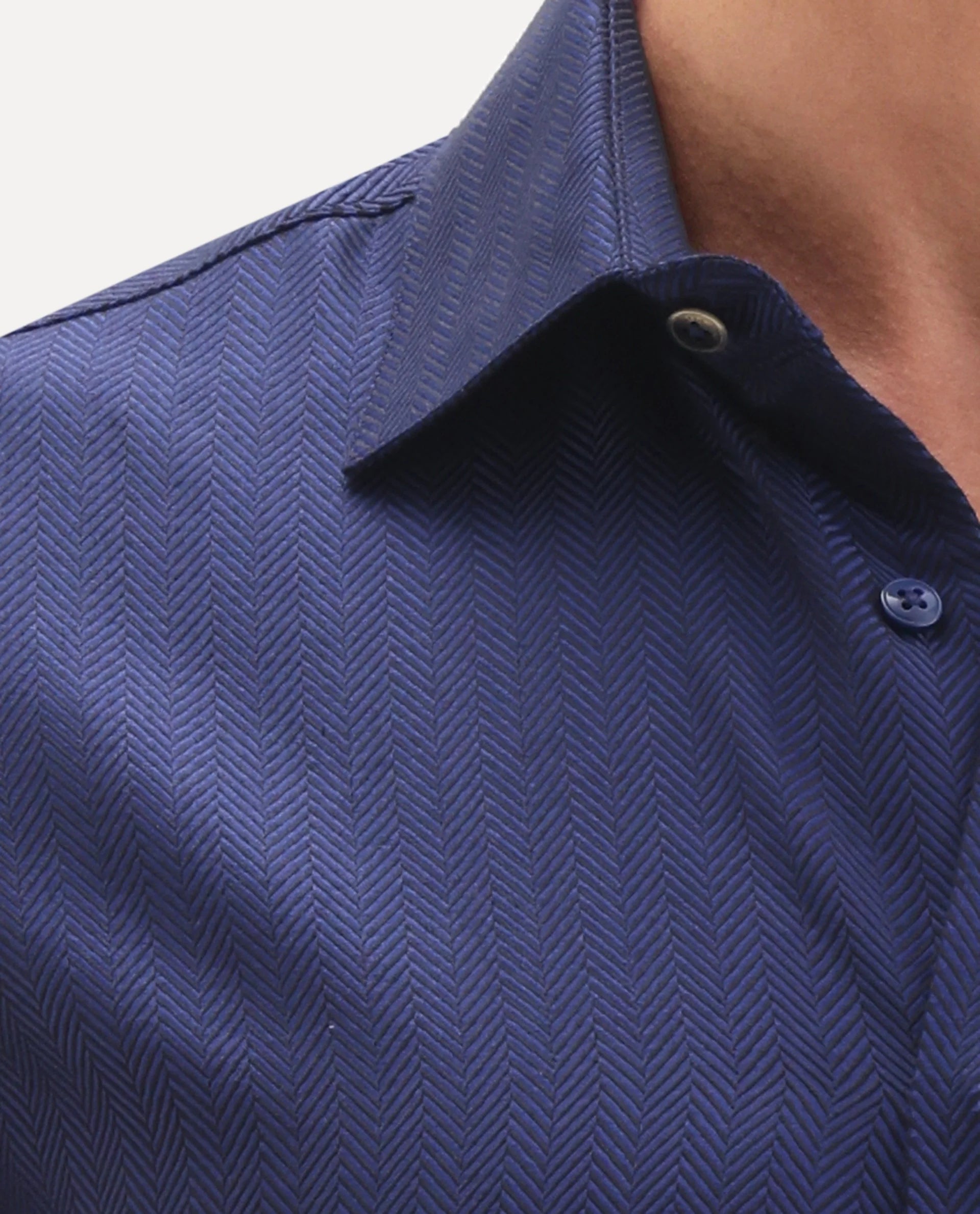 Rare Rabbit Men's Ruther 25 Dark Blue Cotton Fabric Spread Collar Regular Jacquard Shirt