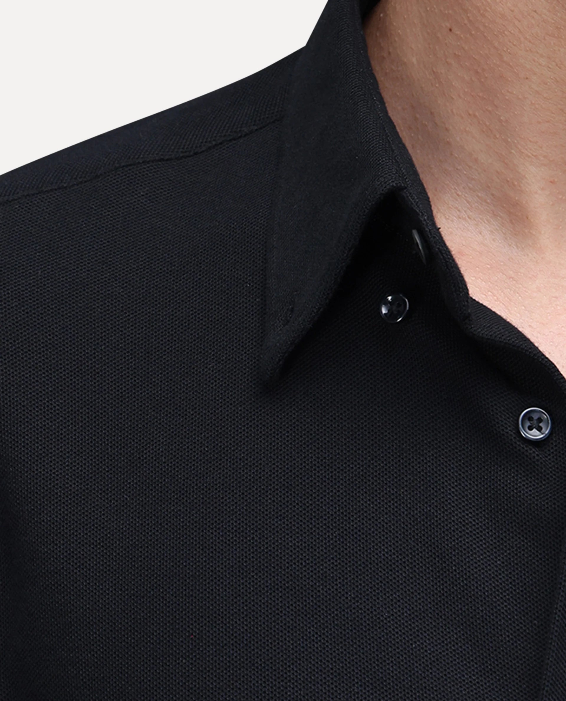 Rare Rabbit Men's Vane-25 Black Cotton Plain Regular Fit Full Sleeve Button-Down Collar Shirt