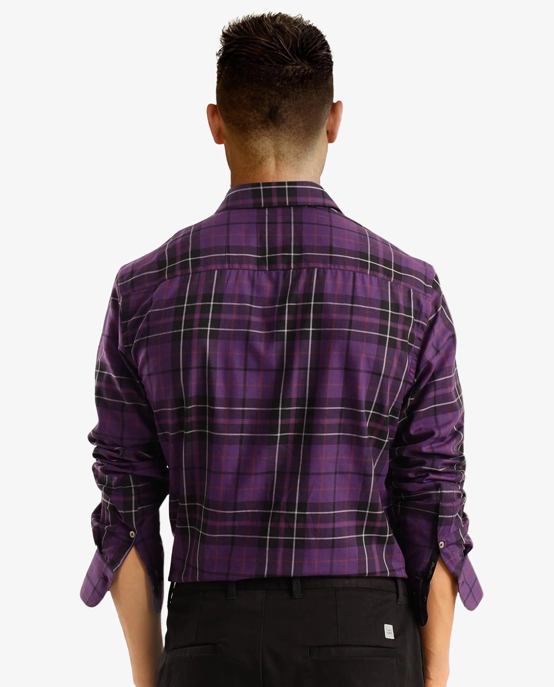 Rare Rabbit Men Haze Dark Purple Full Sleeve Regular Collar Button Closure Regular Fit Checks Shirt
