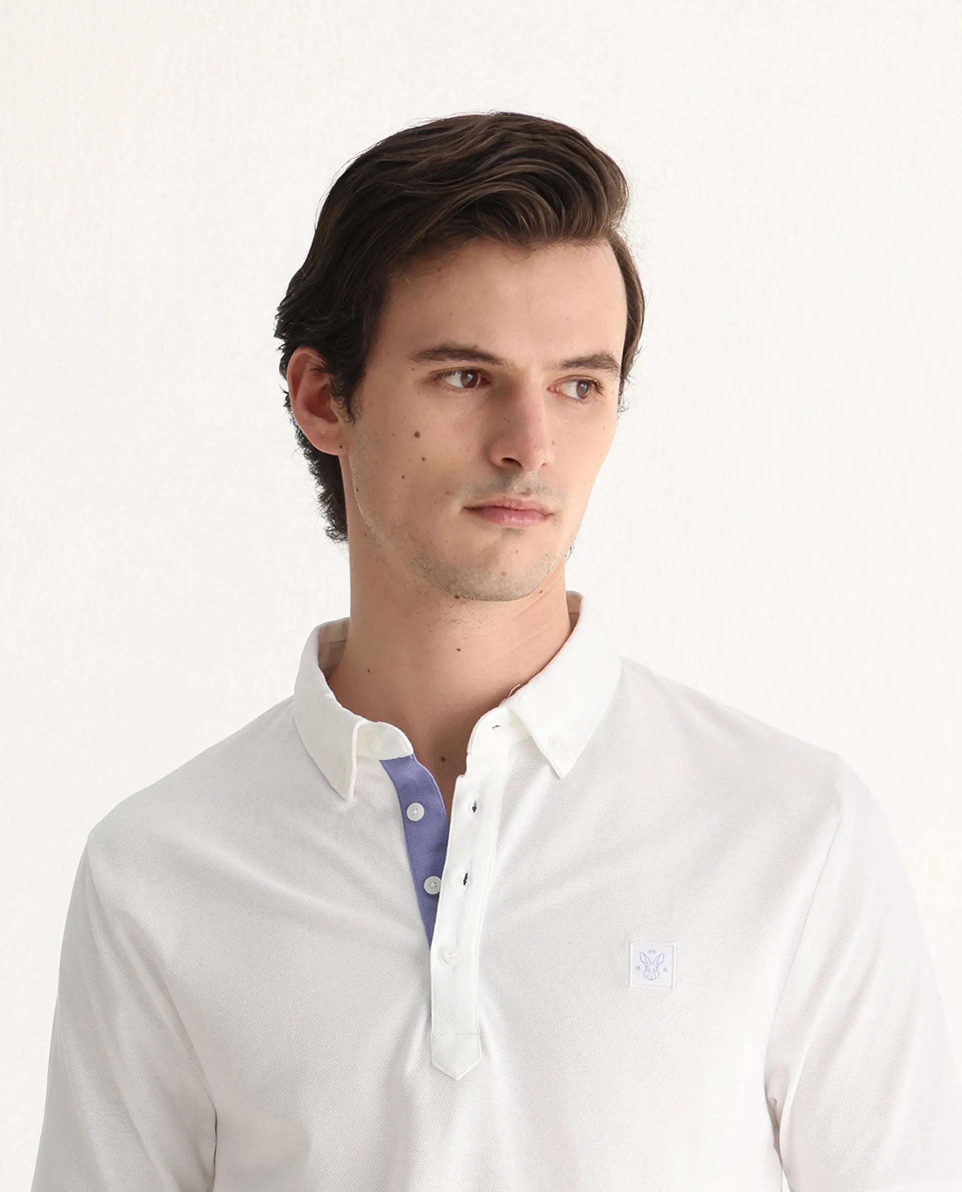 Rare Rabbit Men's Herval White Cotton Plain Regular Fit Half Sleeve Polo