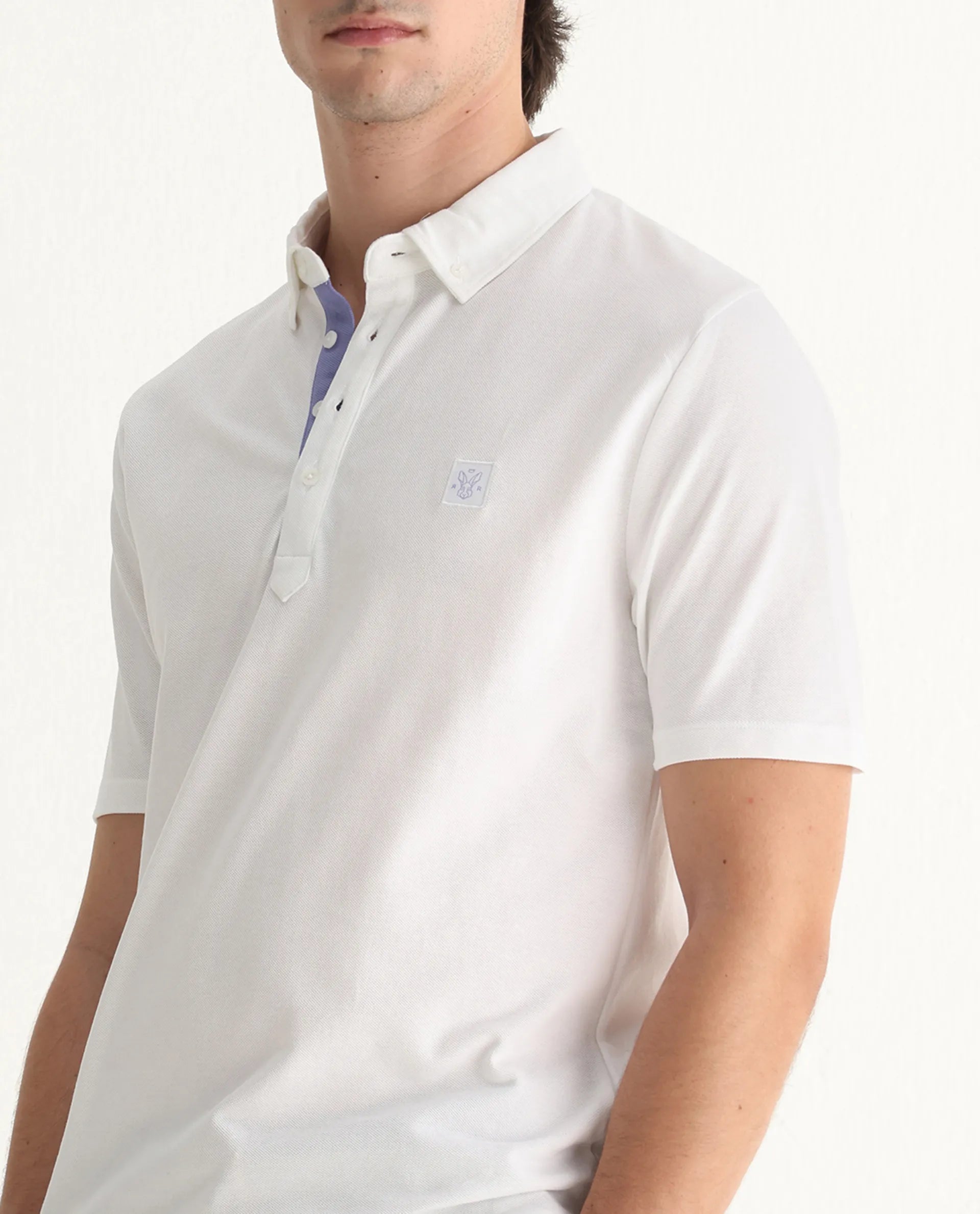 Rare Rabbit Men's Herval White Cotton Plain Regular Fit Half Sleeve Polo