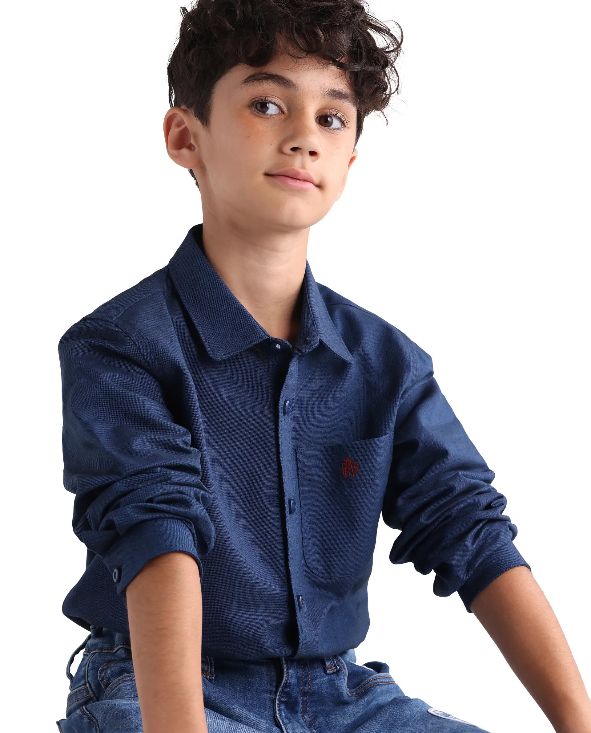 Rare Ones Kids Jacos-26 Blue Cotton Button Closure Regular Fit Shirt