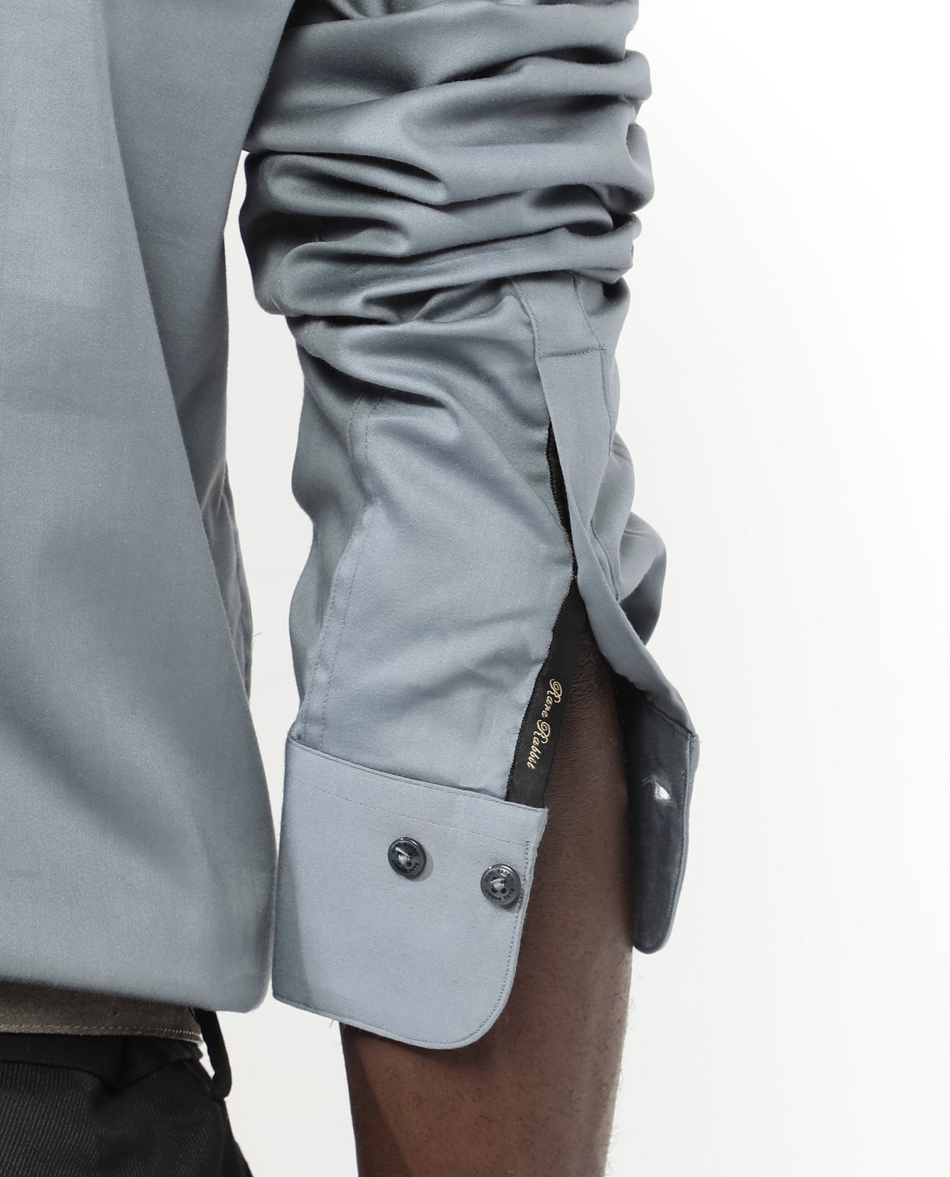 Rare Rabbit Men's Holand Dusky Green Satin Fabric Full Sleeves Solid Shirt