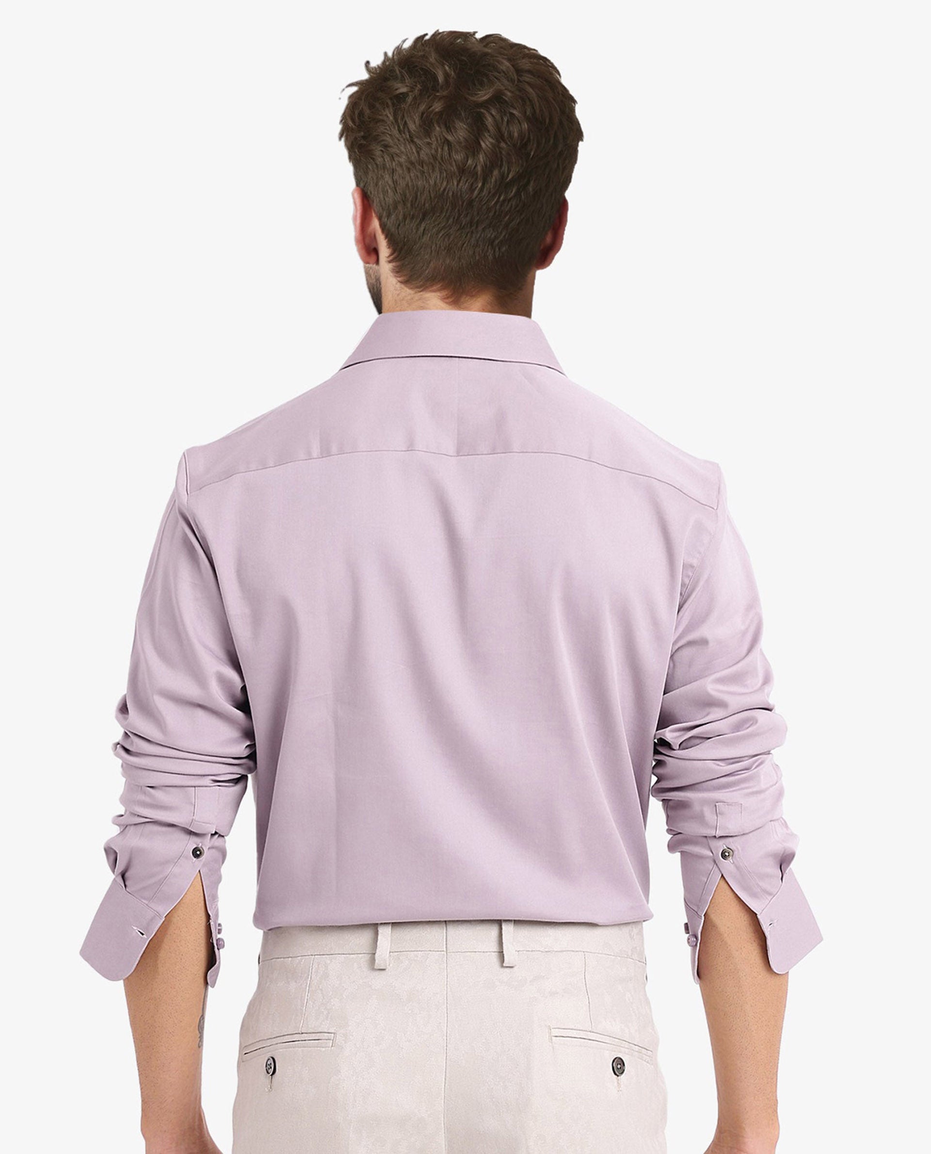 Rare Rabbit  Men's Holla Dusky Pink Full Sleeves Regular Fit Satin Stretch Cotton Plain Shirt