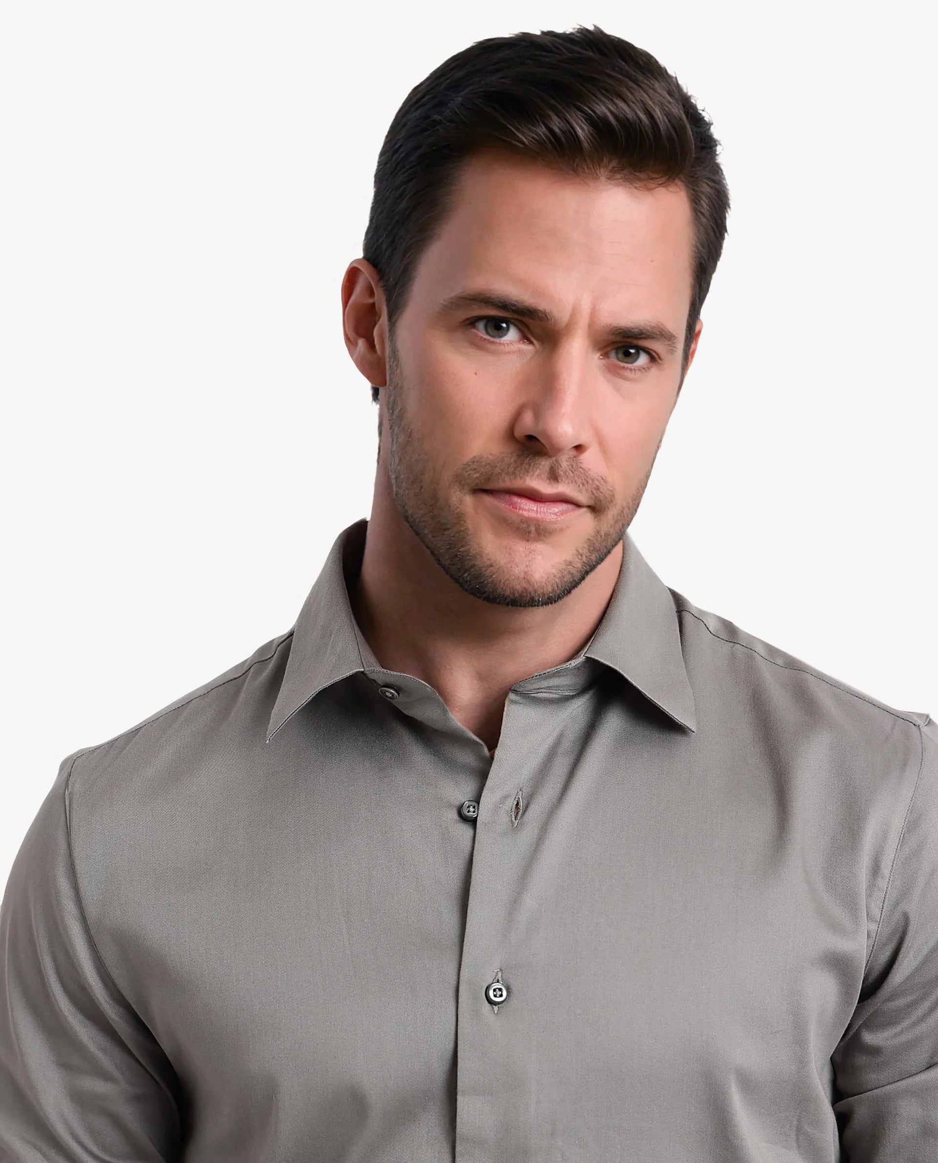 Rare Rabbit  Men's Holla Olive Full Sleeves Regular Fit Satin Stretch Cotton Plain Shirt