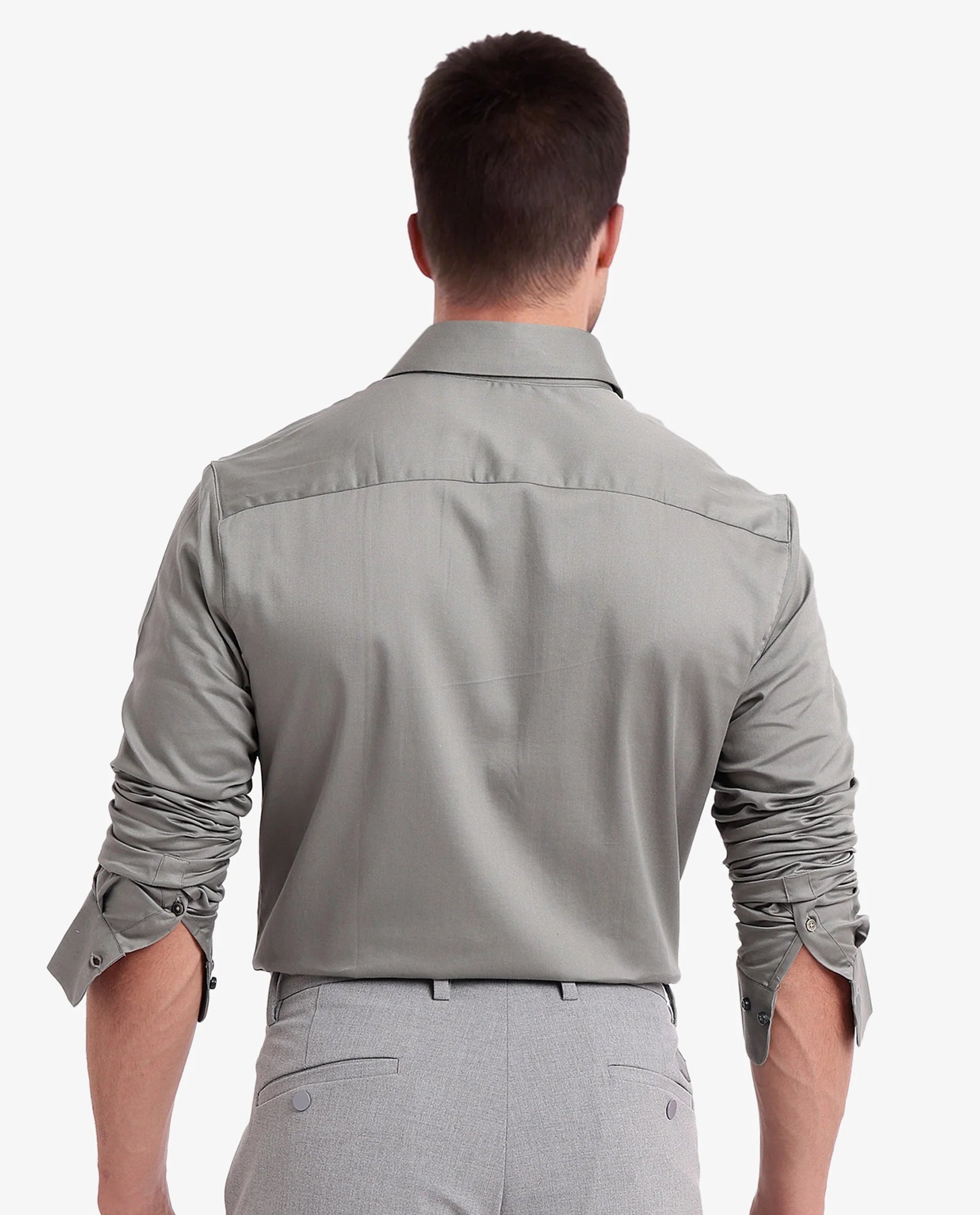 Rare Rabbit  Men's Holla Olive Full Sleeves Regular Fit Satin Stretch Cotton Plain Shirt