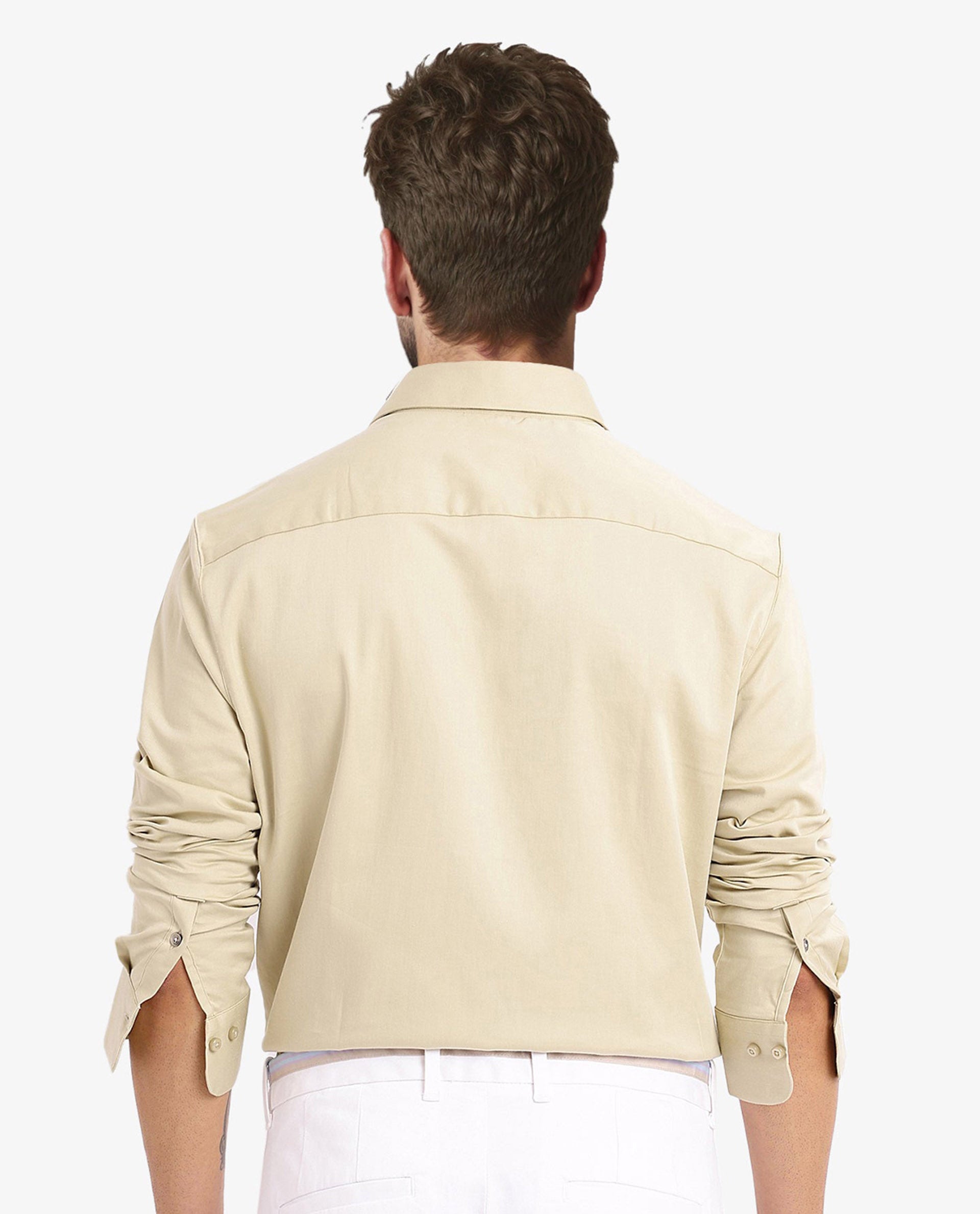 Rare Rabbit  Men's Holla Pastel Green Full Sleeves Regular Fit Satin Stretch Cotton Plain Shirt