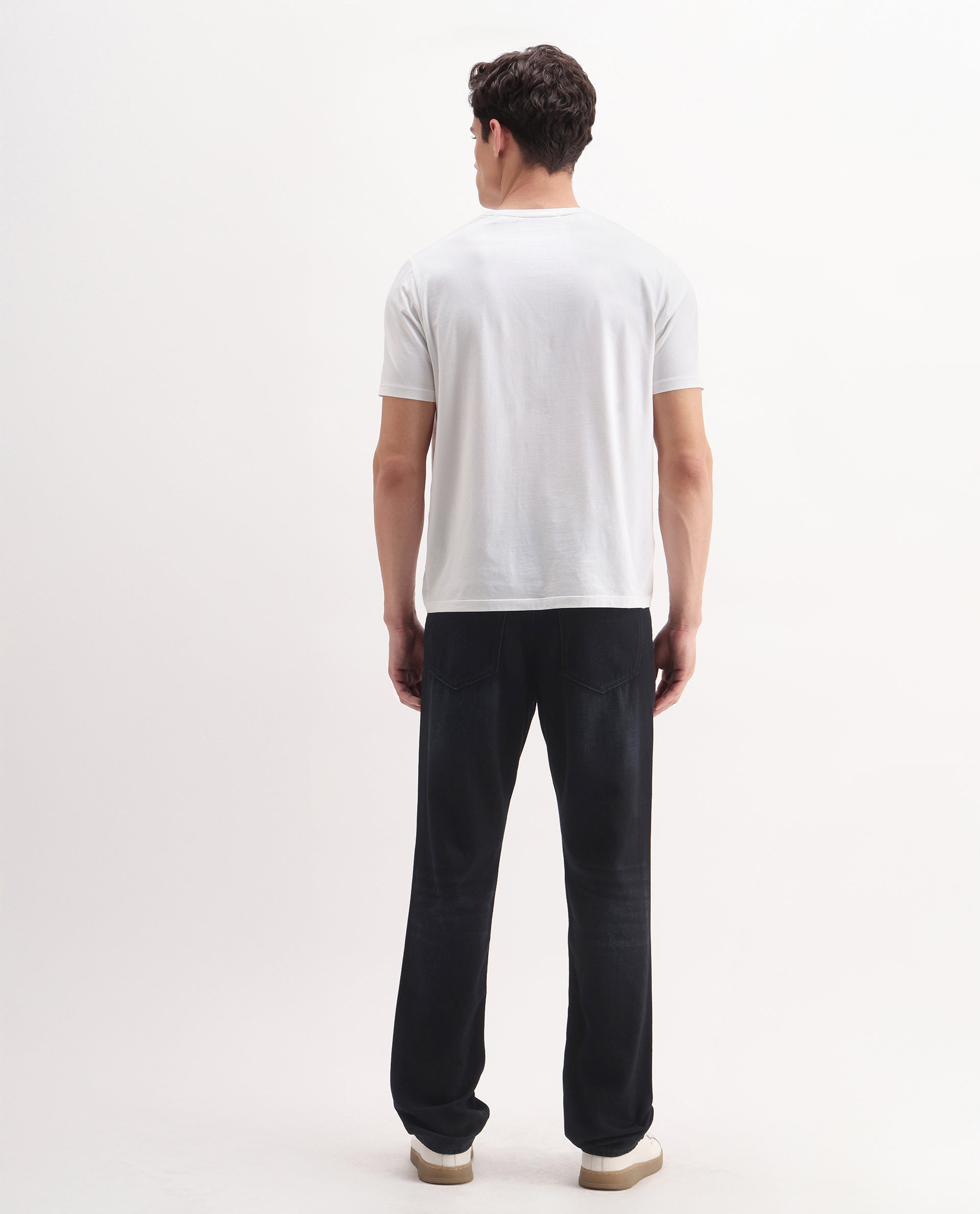 Rare Rabbit Men's Indy Dark Navy Cotton Blend Plain Morris Regular Fit Jeans