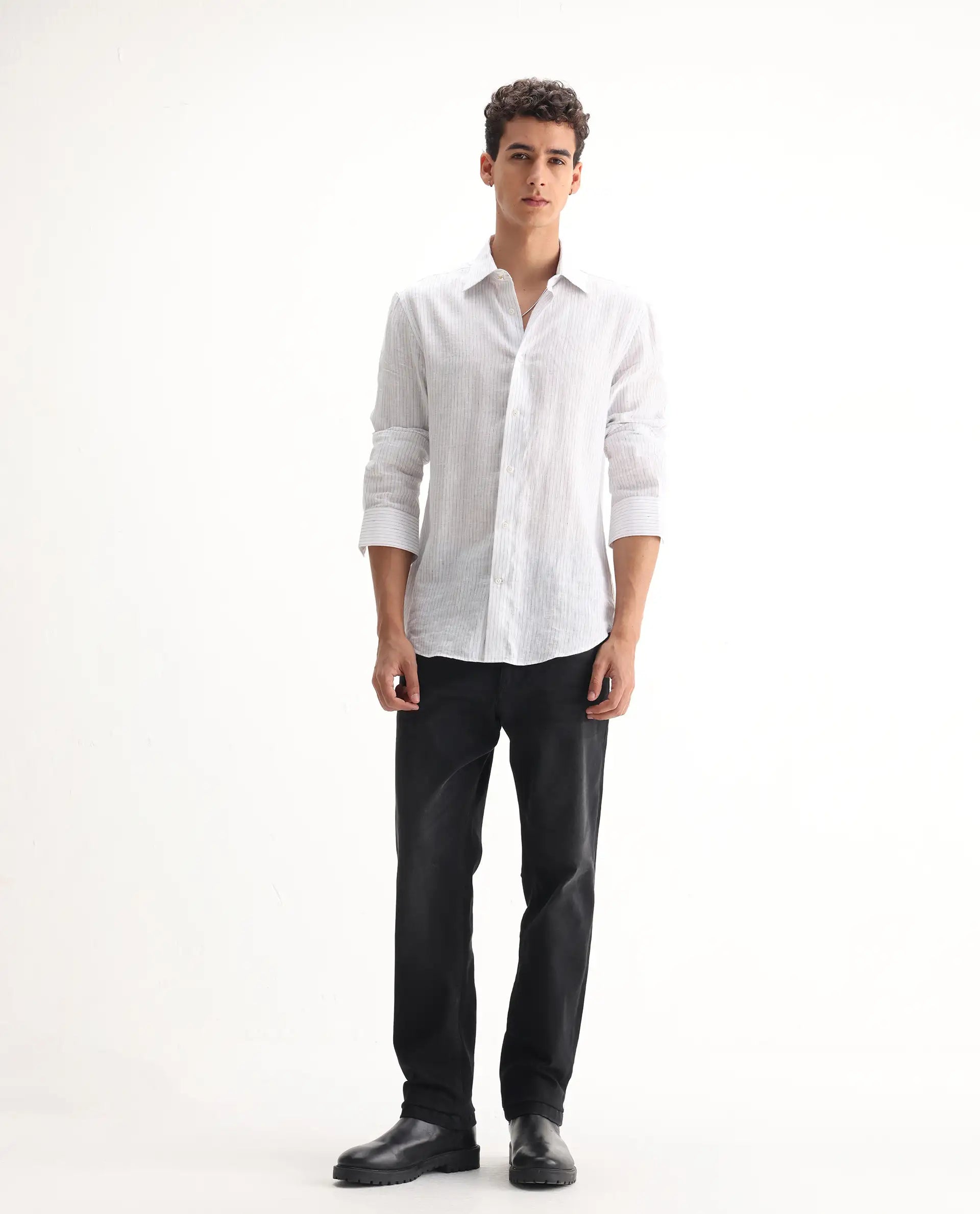 Rare Rabbit Men's Inky Black Cotton Blend Plain Morris Regular Fit Jeans