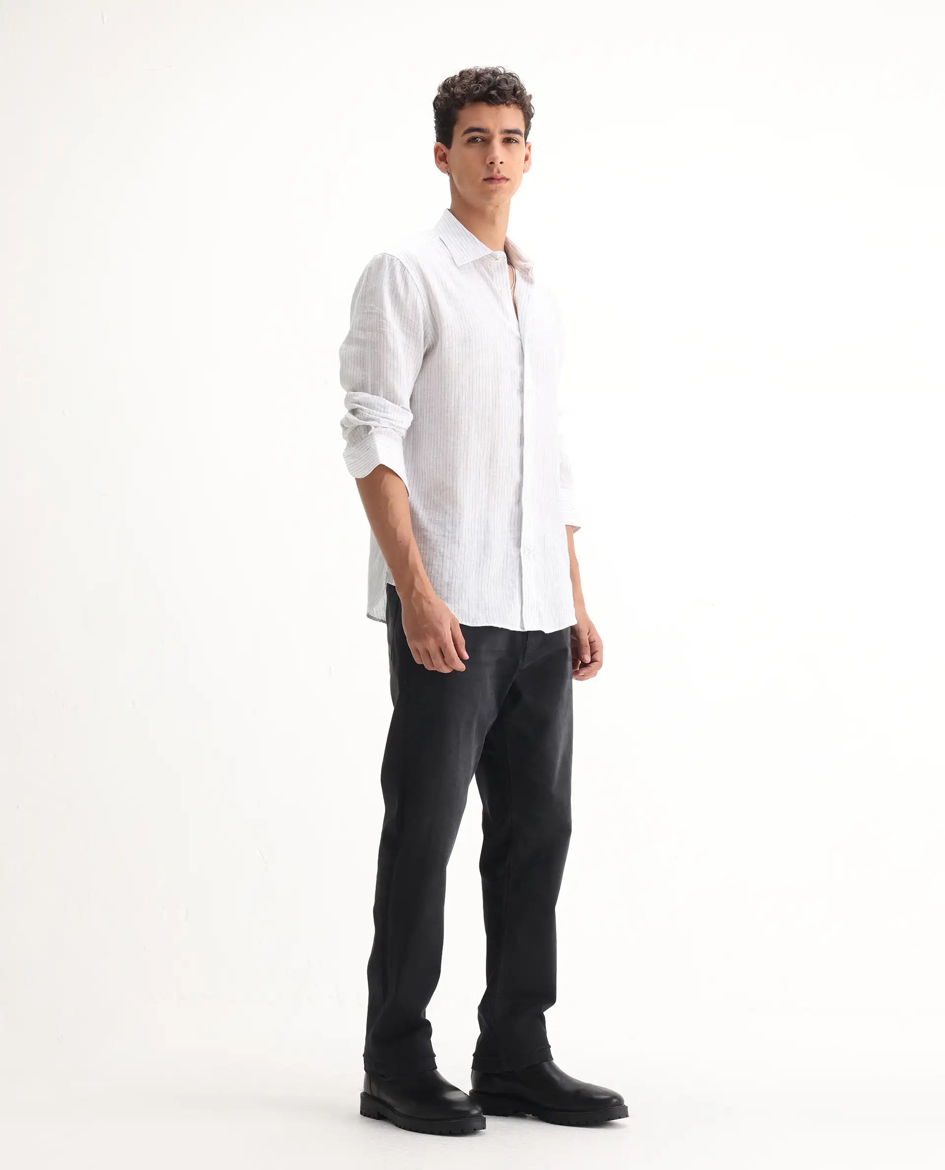 Rare Rabbit Men's Inky Black Cotton Blend Plain Morris Regular Fit Jeans