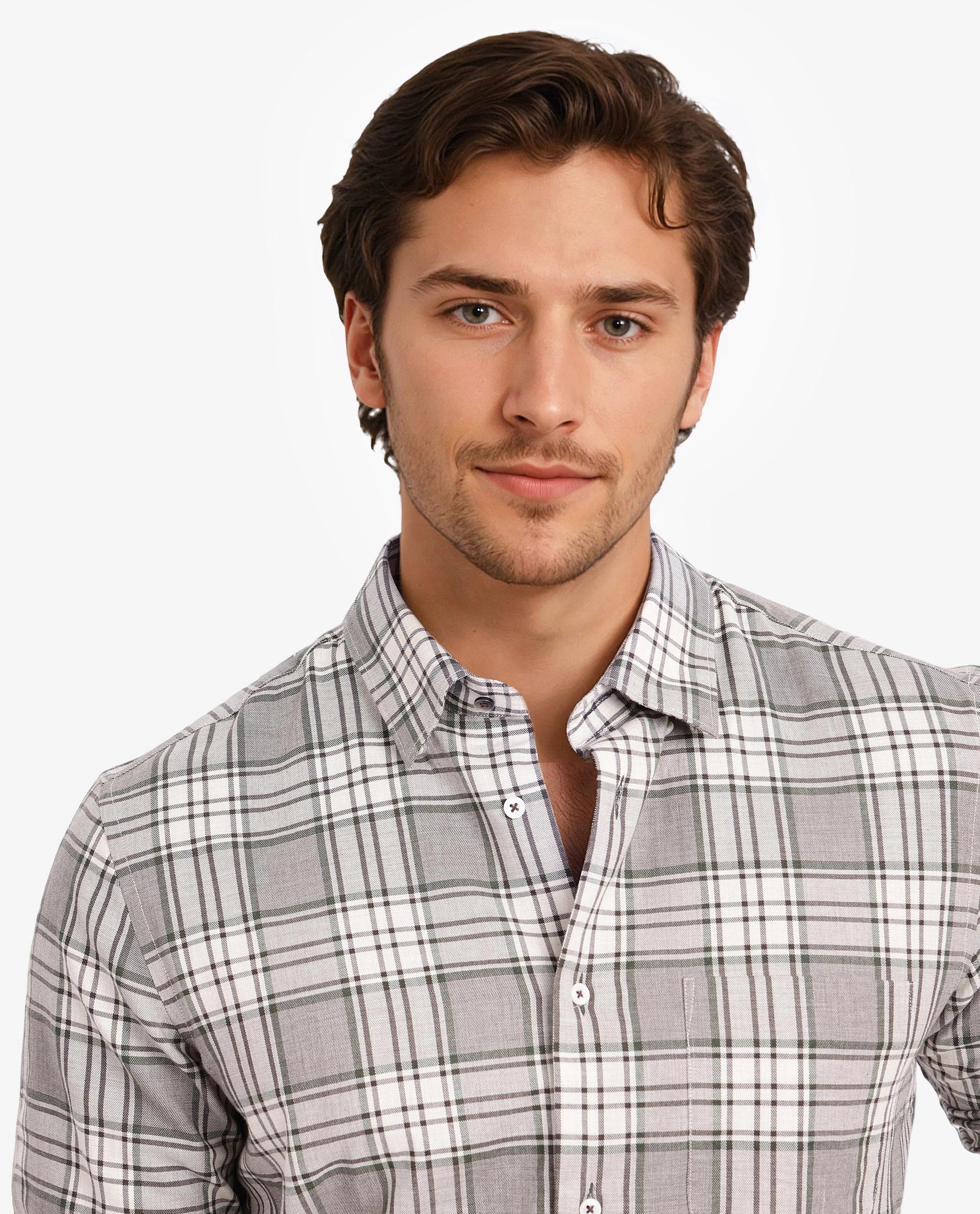 Rare Rabbit Men Iris Beige Full Sleeve Collared Button Closure Regular Fit Checks Shirt