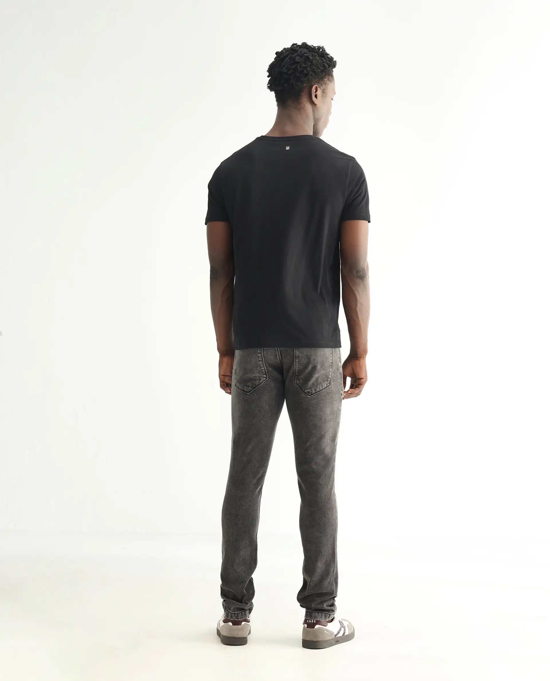 Rare Rabbit Men's Jardin Black Cotton Plain Hawk Slim Fit Jeans