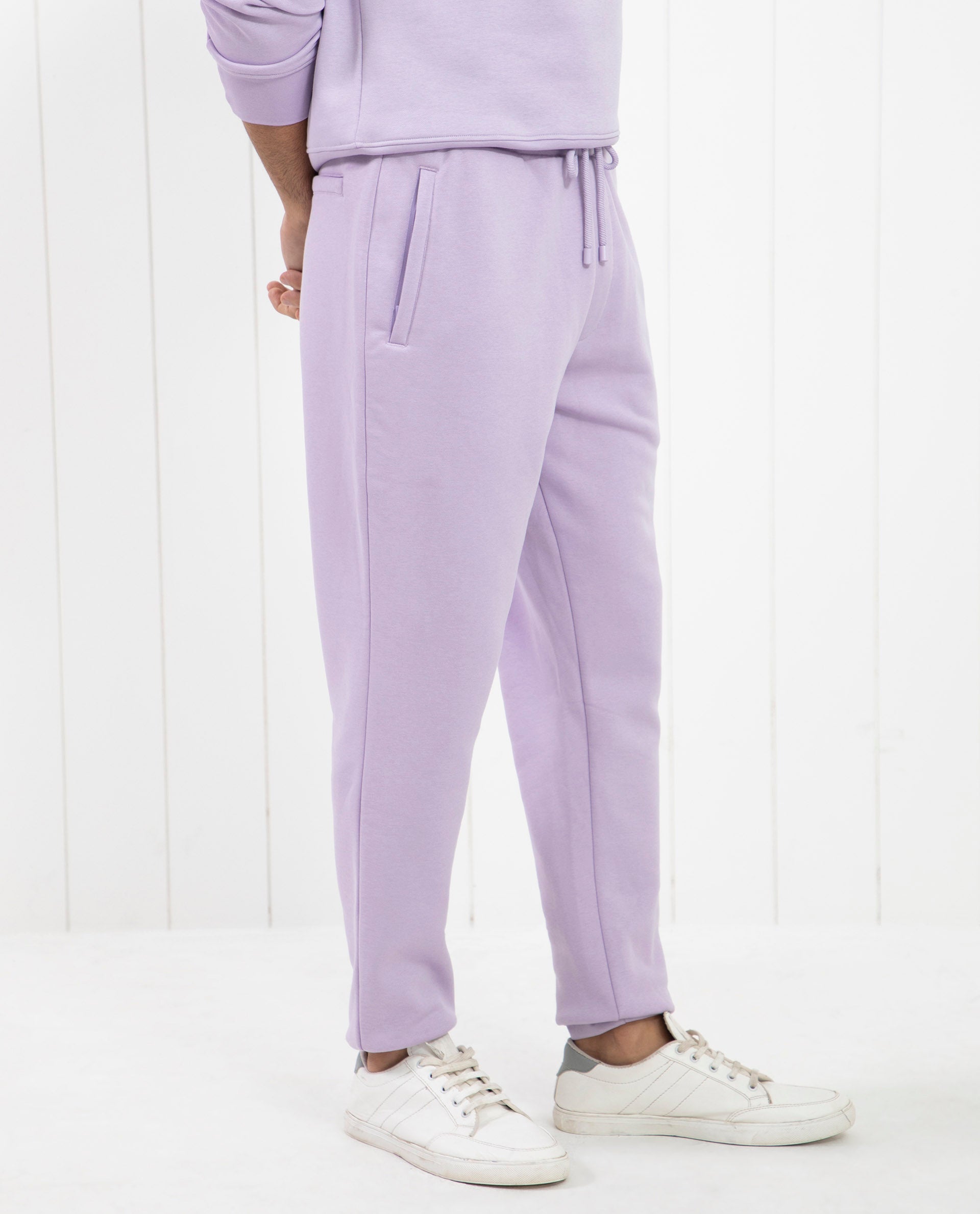 Rare Rabbit Mens Castle Bay Pastel Purple Track Pant Cotton Polyester Fabric Mid Rise Knitted Draw String Closure Regular Fit