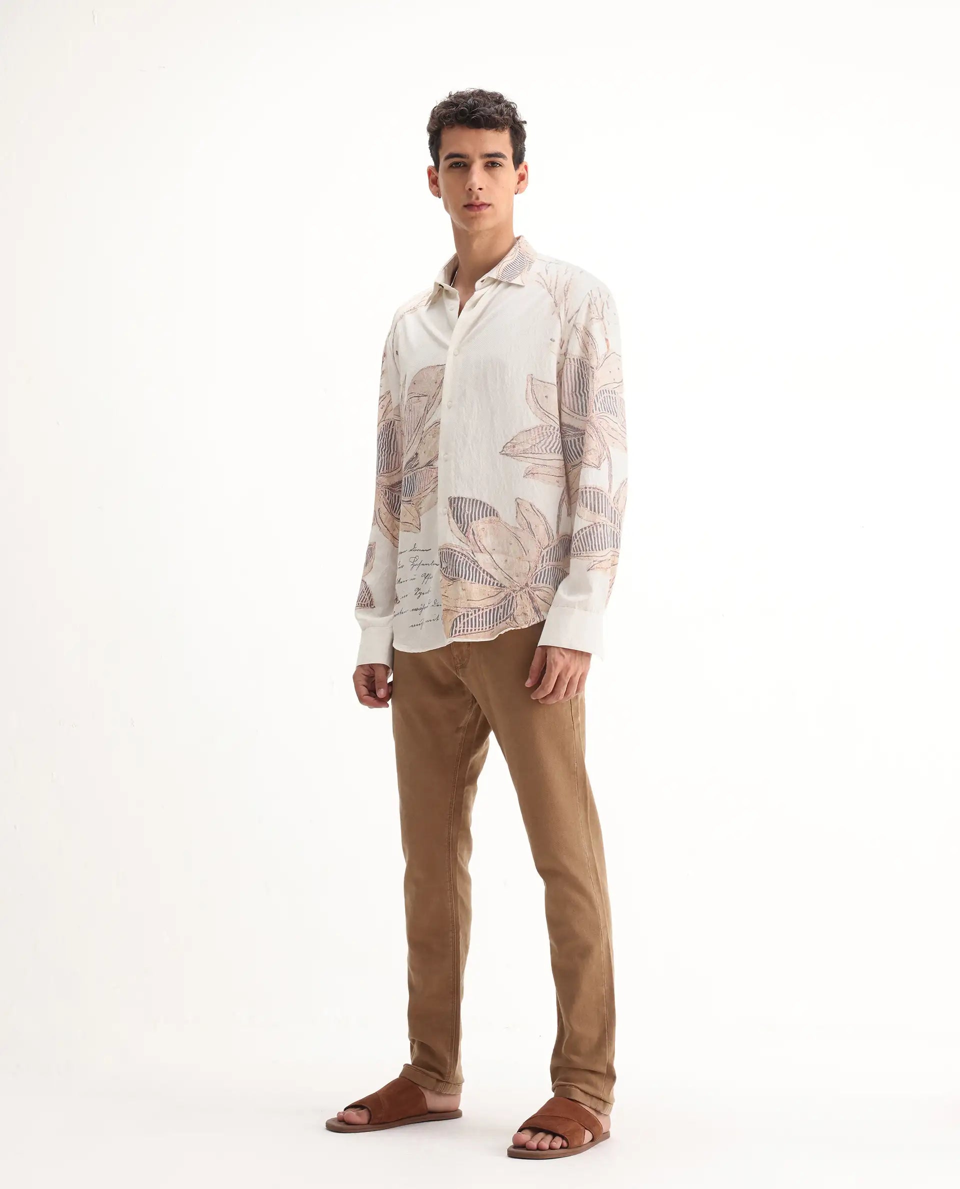 Rare Rabbit Men's Jordon Brown Cotton Plain Hawk Slim Fit Jeans