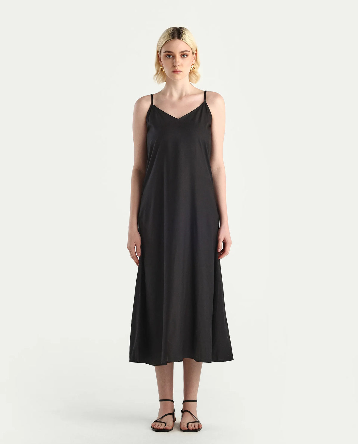 Rareism Women's Jux Black Viscose Full Sleeve Spread Collar Fit And Flare Dress