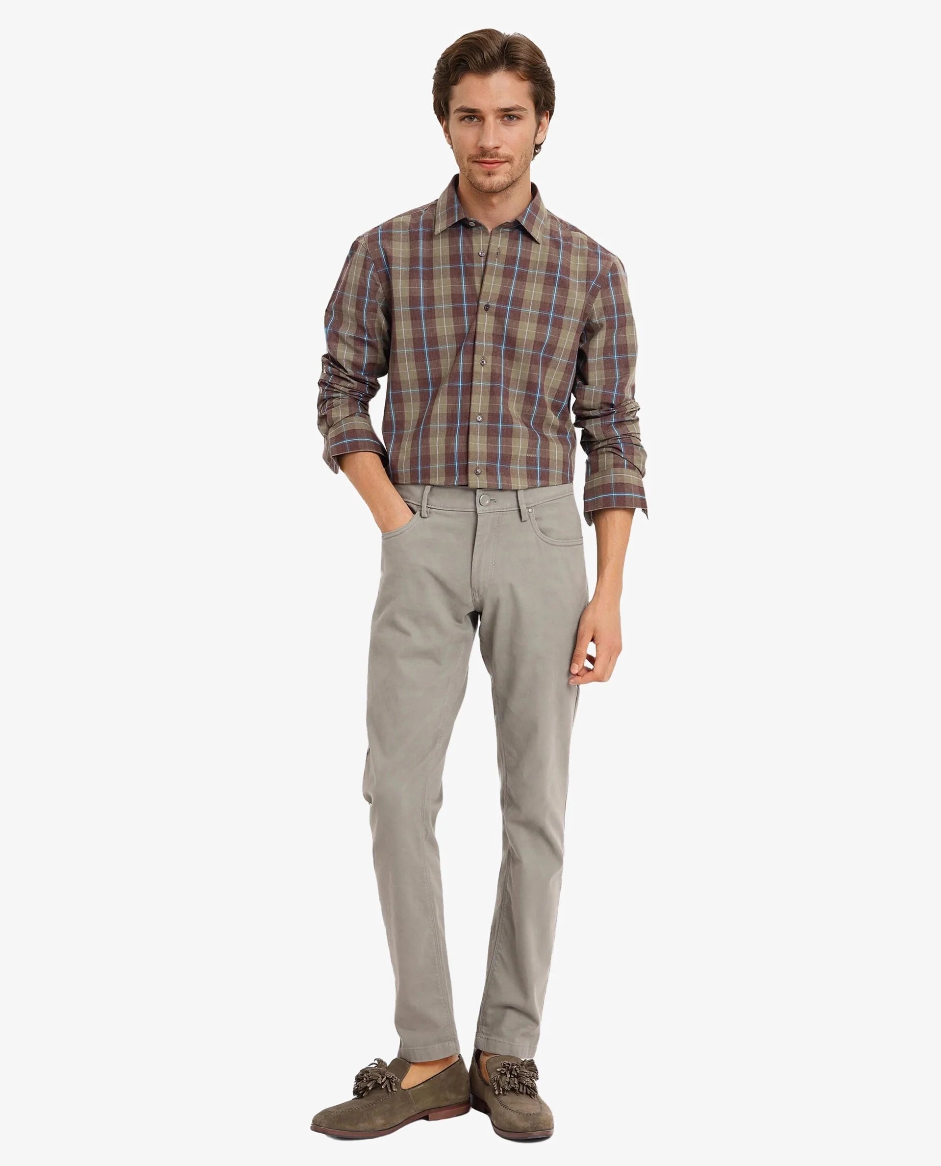 Rare Rabbit Men Keep Dark Brown Full Sleeve Regular Collar Button Closure Regular Fit Checks Shirt