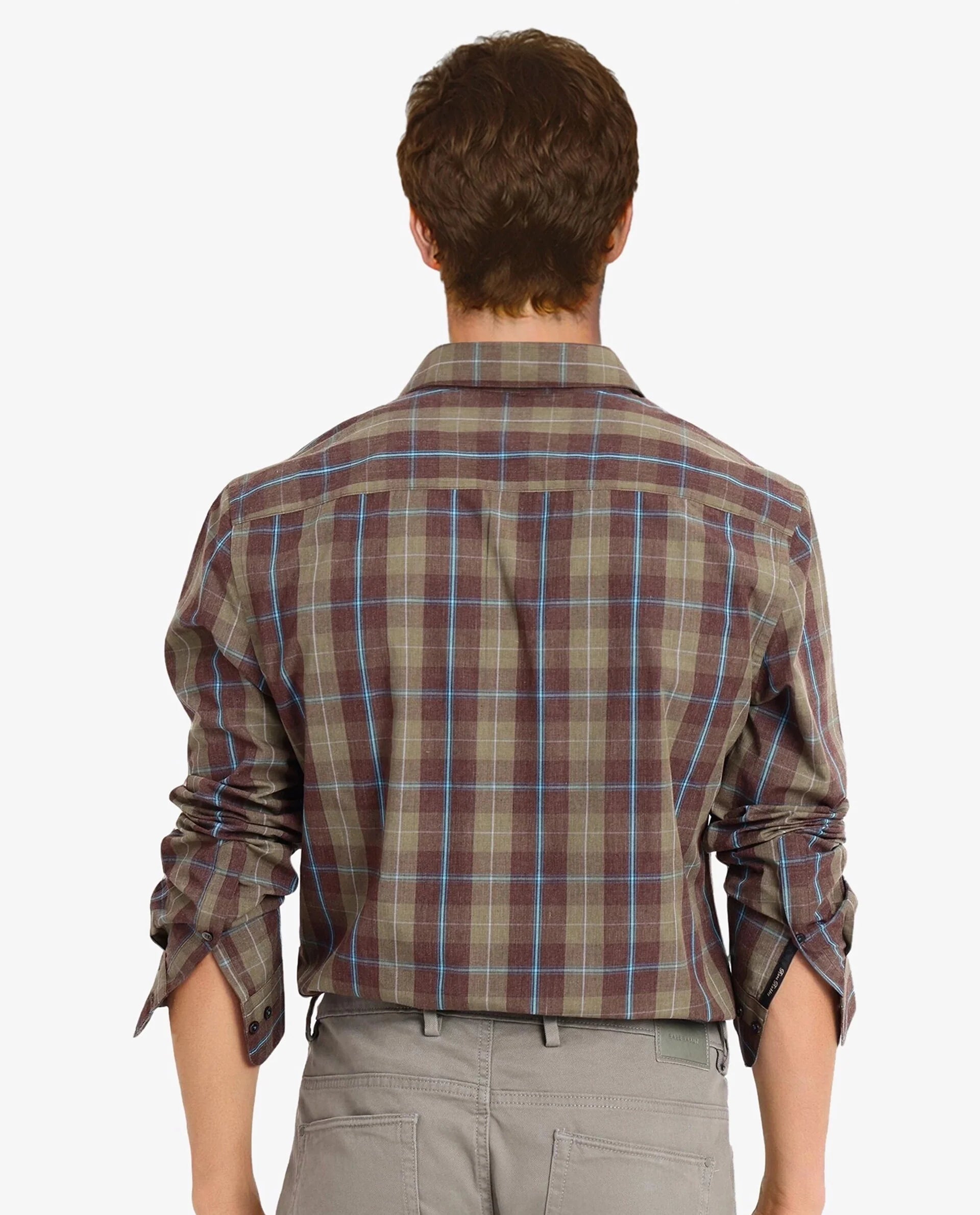 Rare Rabbit Men Keep Dark Brown Full Sleeve Regular Collar Button Closure Regular Fit Checks Shirt