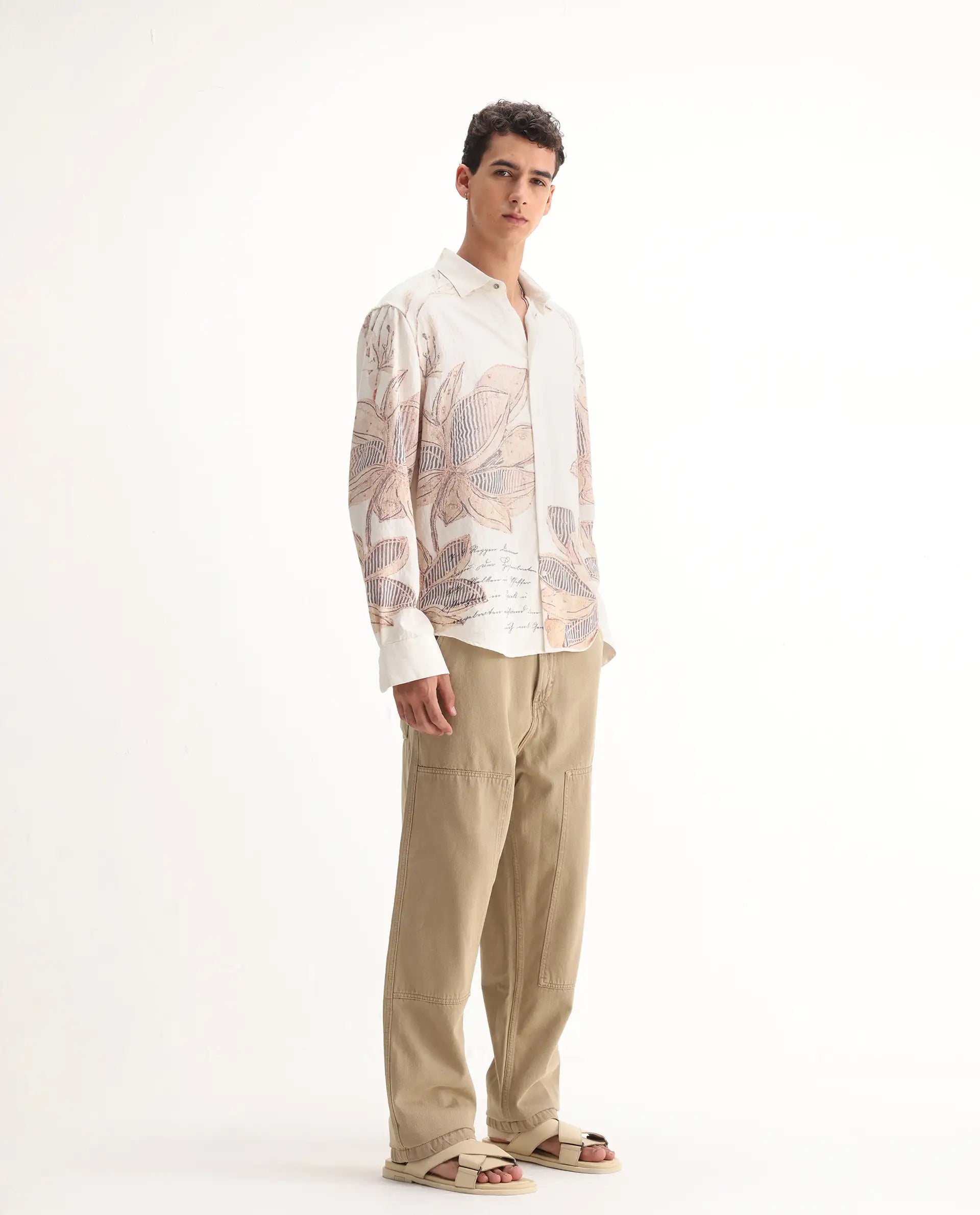 Rare Rabbit Men's Klop Beige Cotton Plain Carpenter Fit Jeans