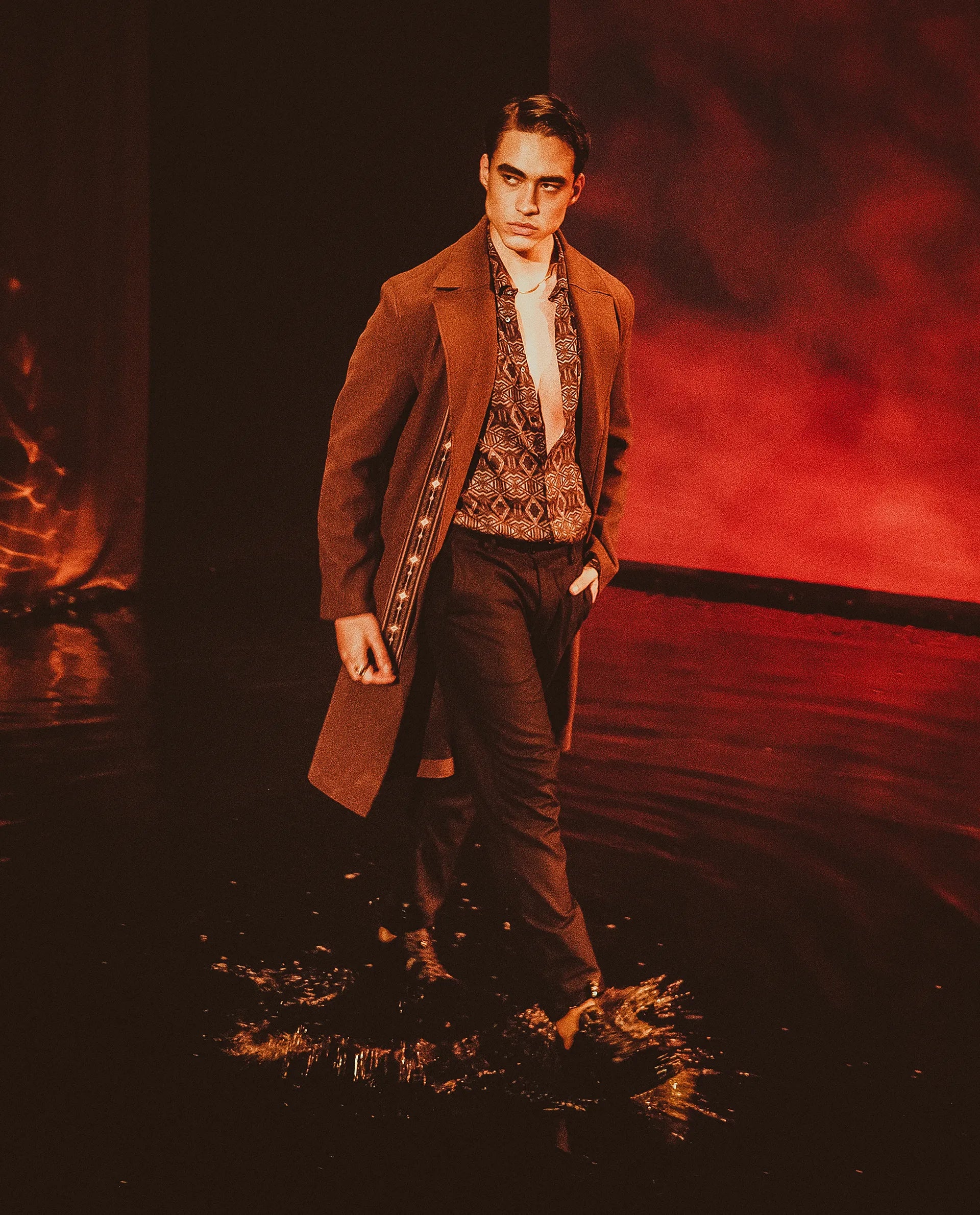 Rare Rabbit Men's Axie Black Cotton Blend Plain Wide Leg Trouser