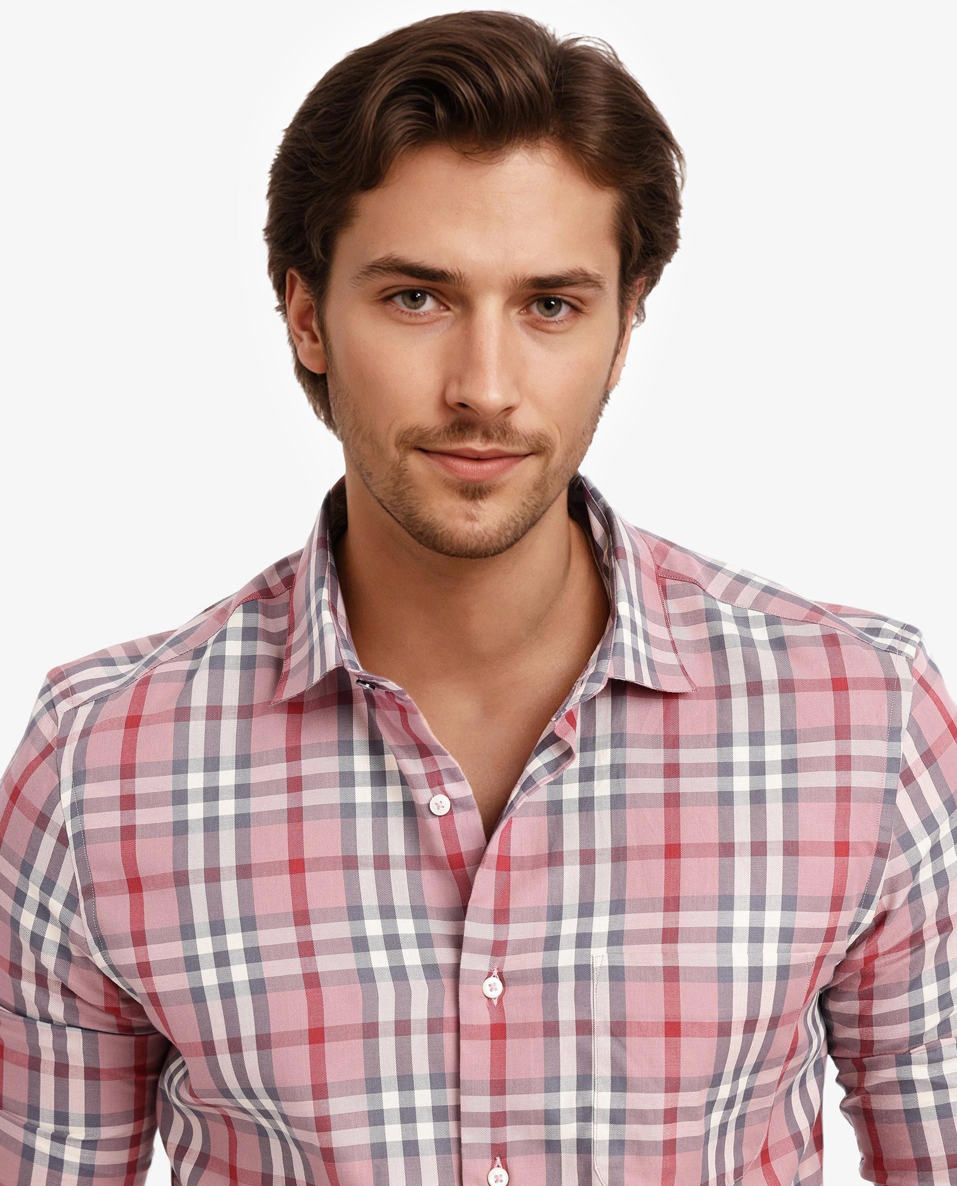 Rare Rabbit Men Kolt Red Cotton Fabric Full Sleeve Regular Fit Twill Check Shirt