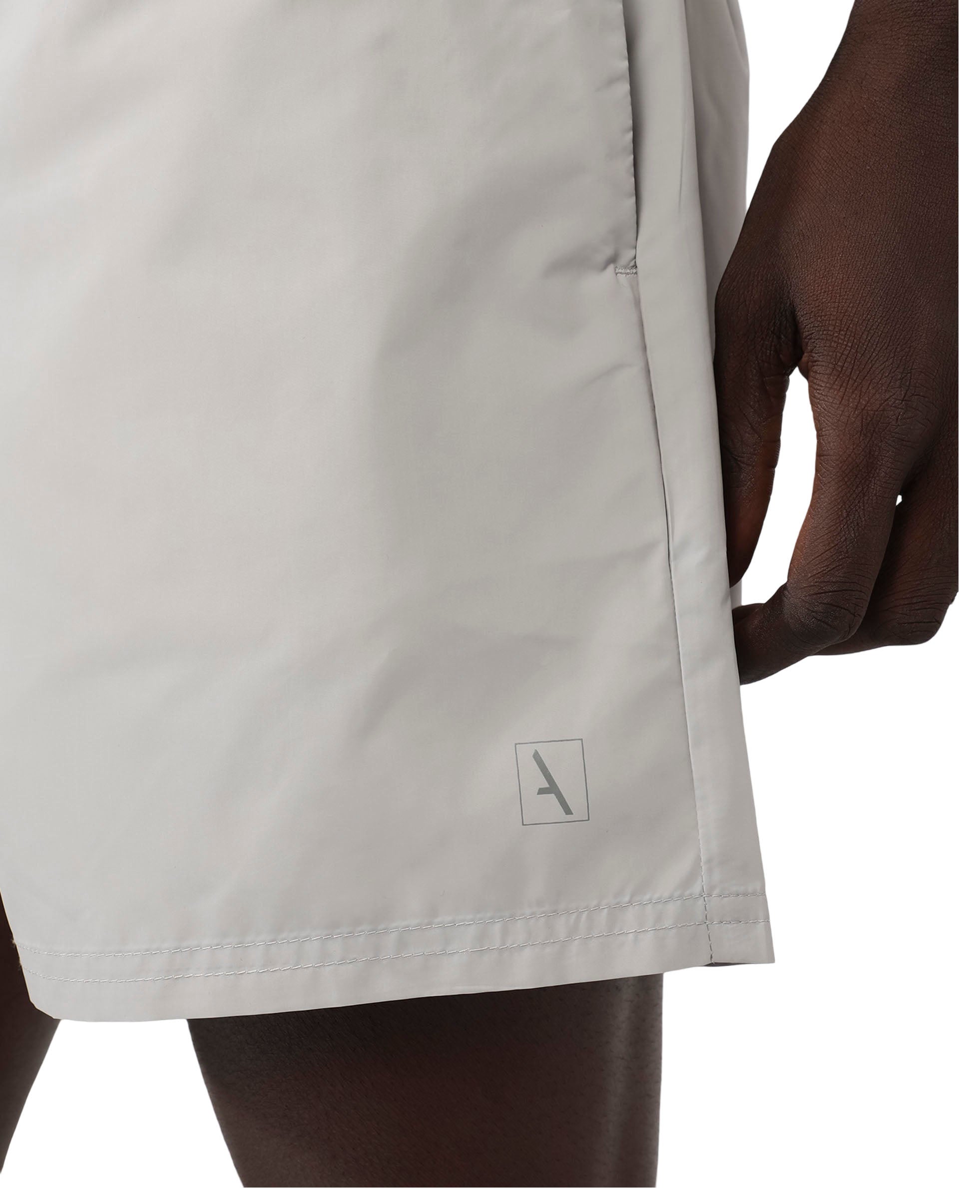 Rare Rabbit Men's Kort Grey Polyester Fabric Buckle Fastening Regular Fit Solid Shorts