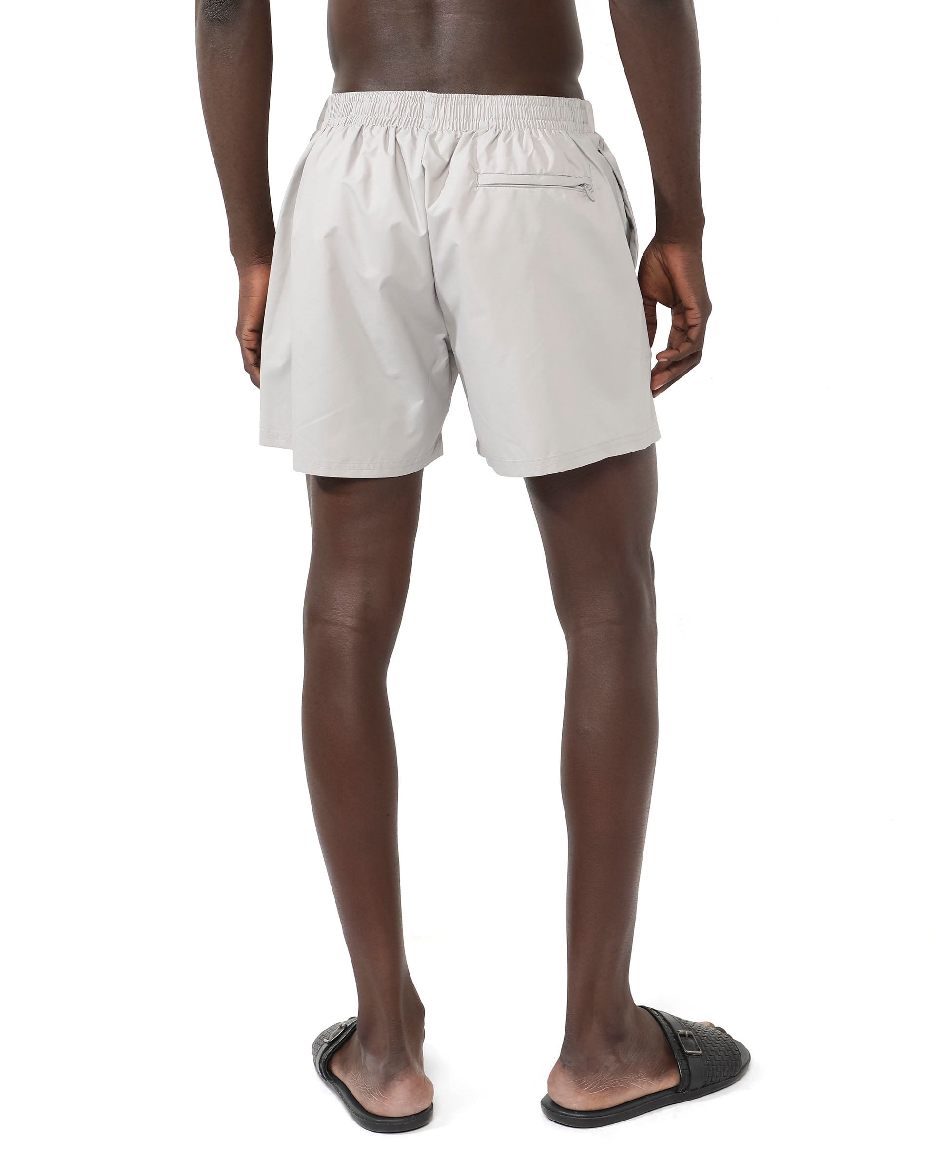 Rare Rabbit Men's Kort Grey Polyester Fabric Buckle Fastening Regular Fit Solid Shorts