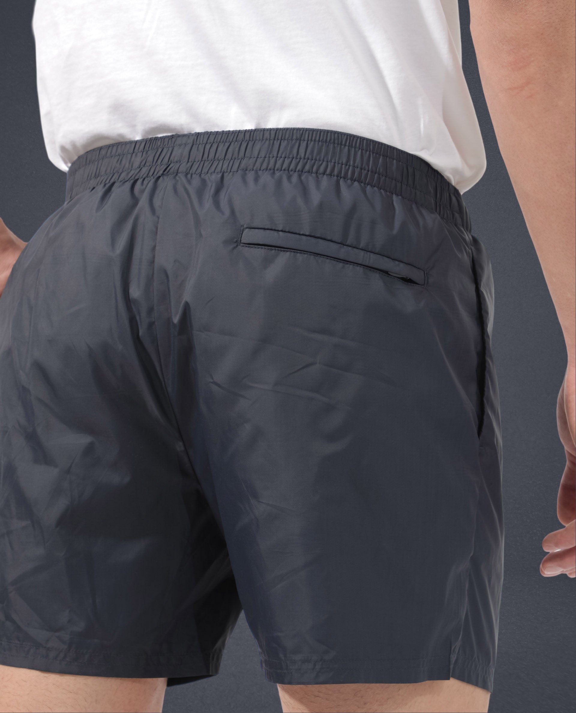 Rare Rabbit Men's Kort Navy Polyester Fabric Buckle Fastening Regular Fit Solid Shorts