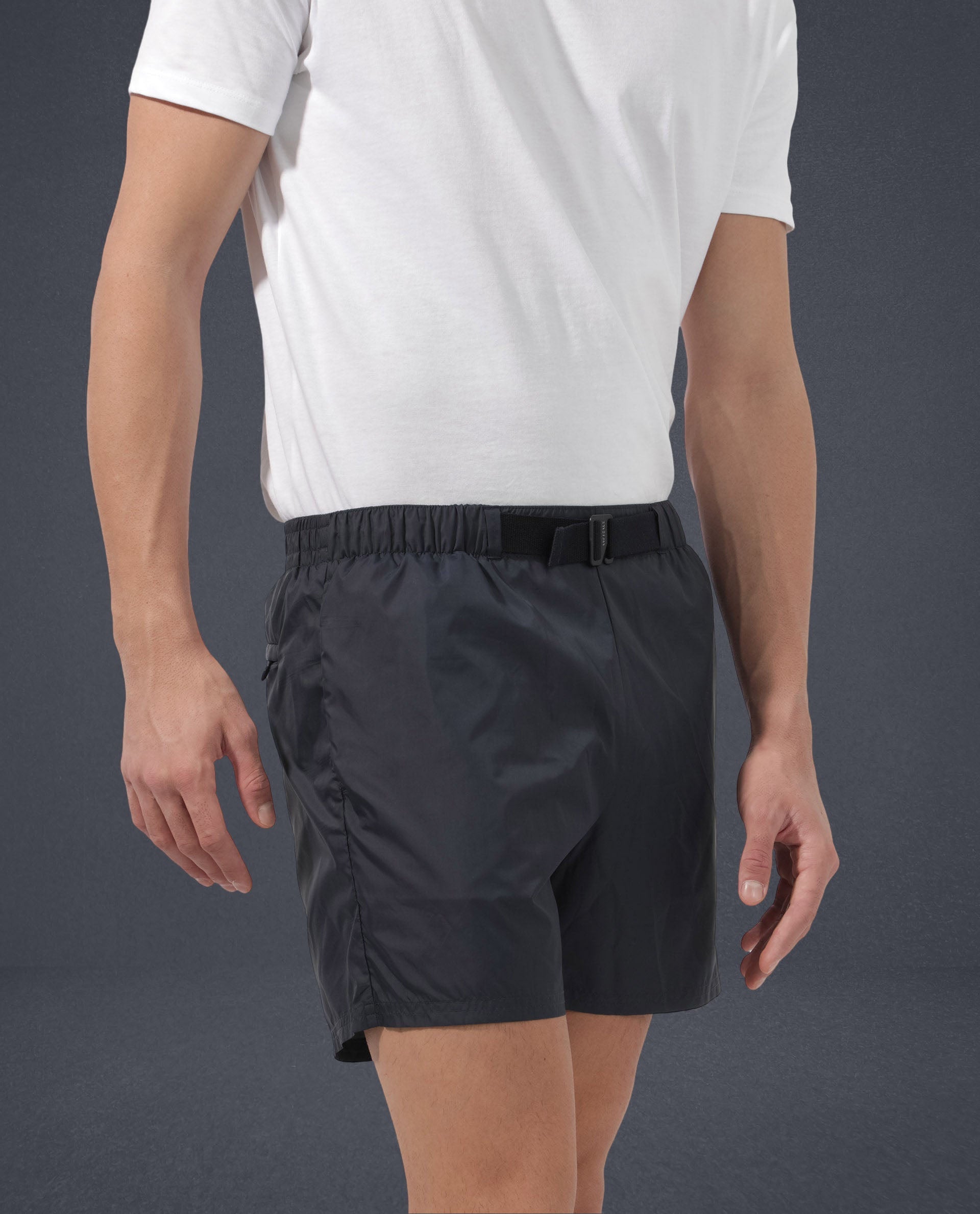 Rare Rabbit Men's Kort Navy Polyester Fabric Buckle Fastening Regular Fit Solid Shorts