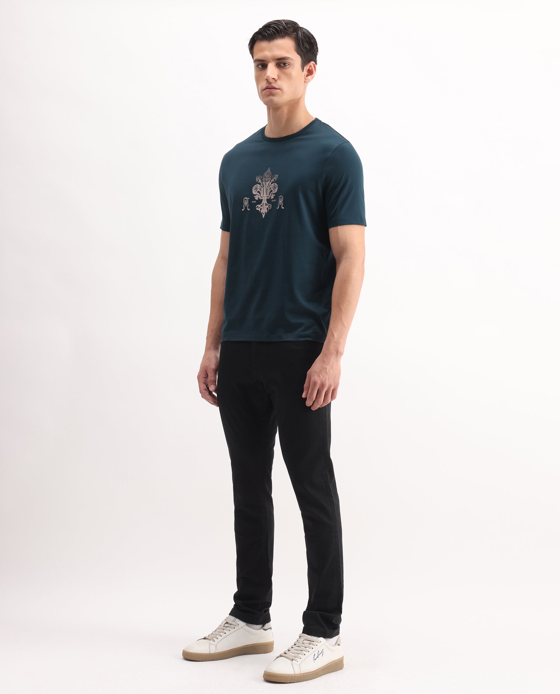 Rare Rabbit Men's Korv-25 Black Cotton Blend Plain Hawk Slim Fit Jeans