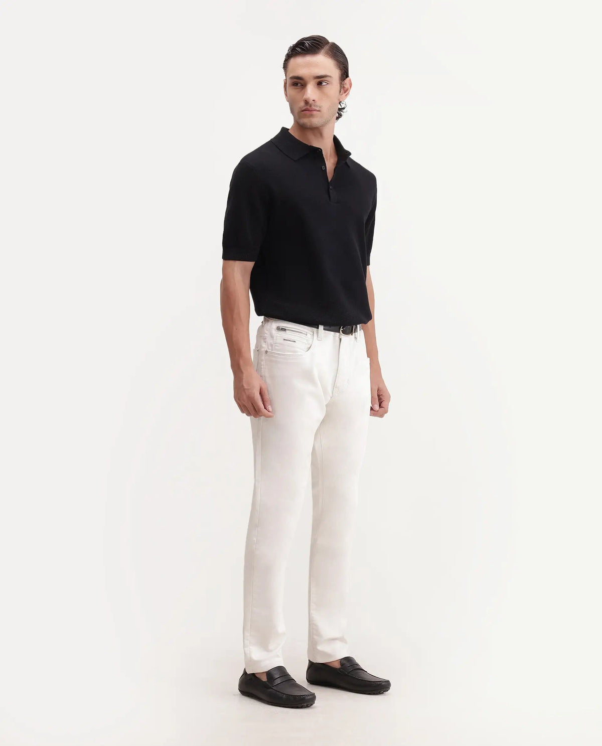 Rare Rabbit Men's Kor W White Cotton Blend Hawk Slim Plain Jeans