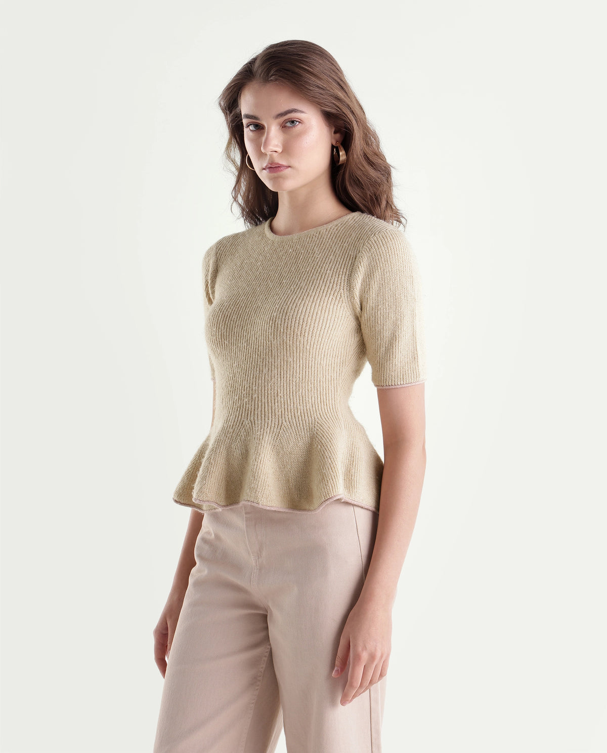 Rareism Women's Lamb Off White Acrylic Blend Pull-On Regular Fit Top
