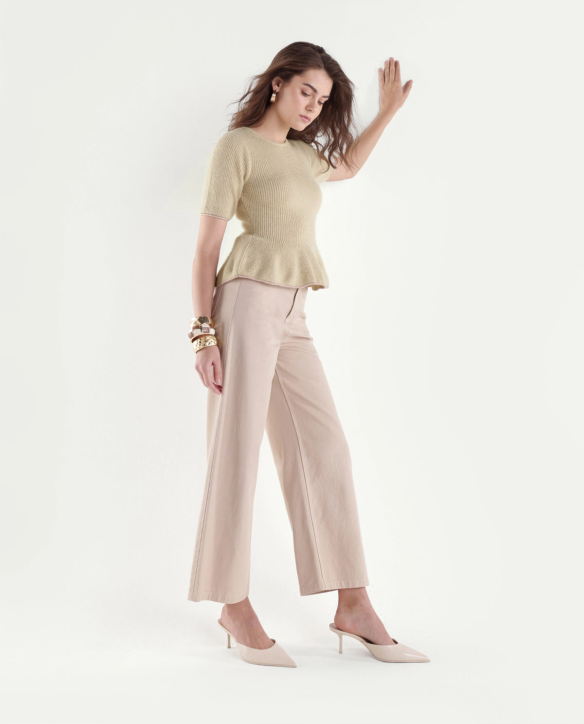 Rareism Women's Lamb Off White Acrylic Blend Pull-On Regular Fit Top