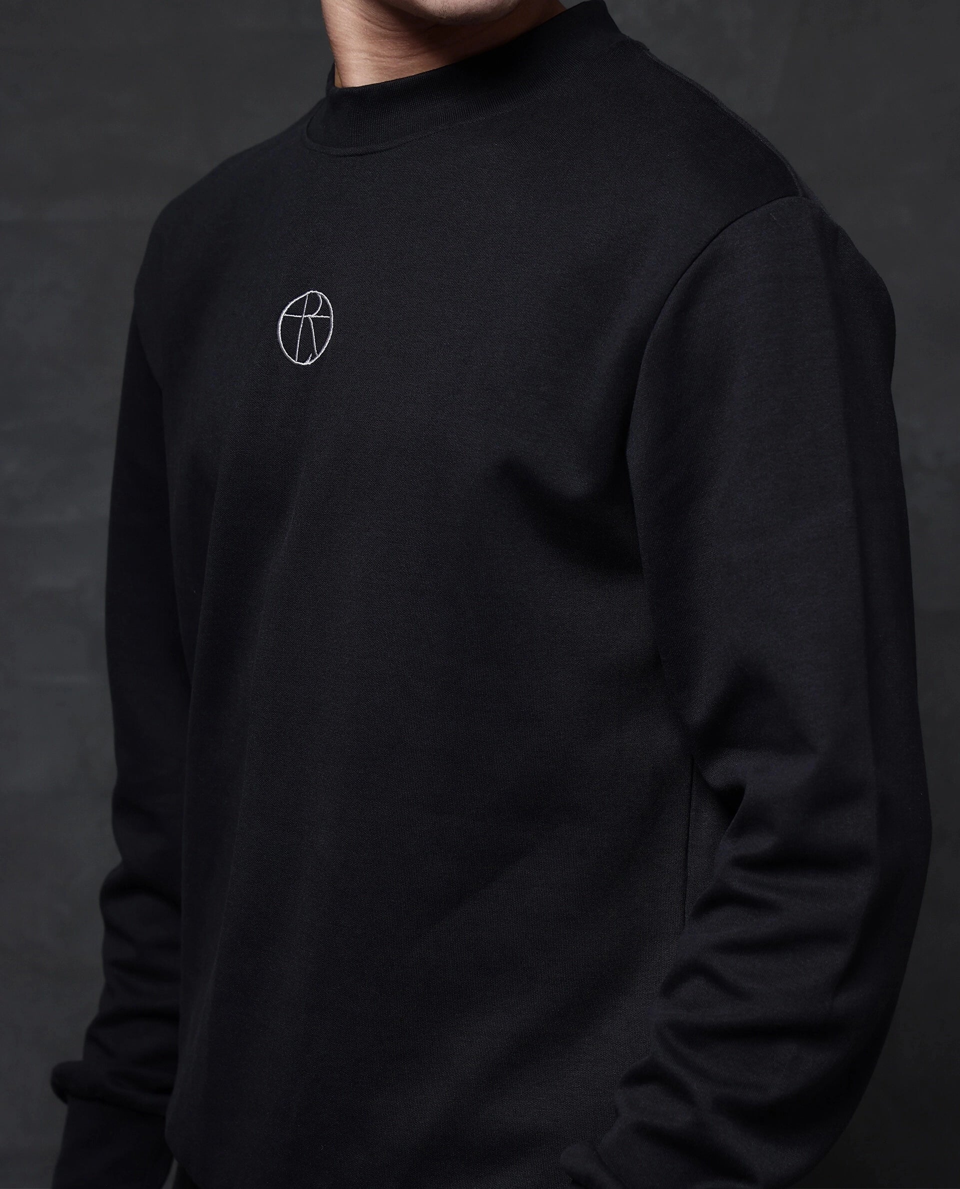 Rare Rabbit Men Lars Black Full Sleeve Crew Neck Embroidered Animal Print Sweatshirt