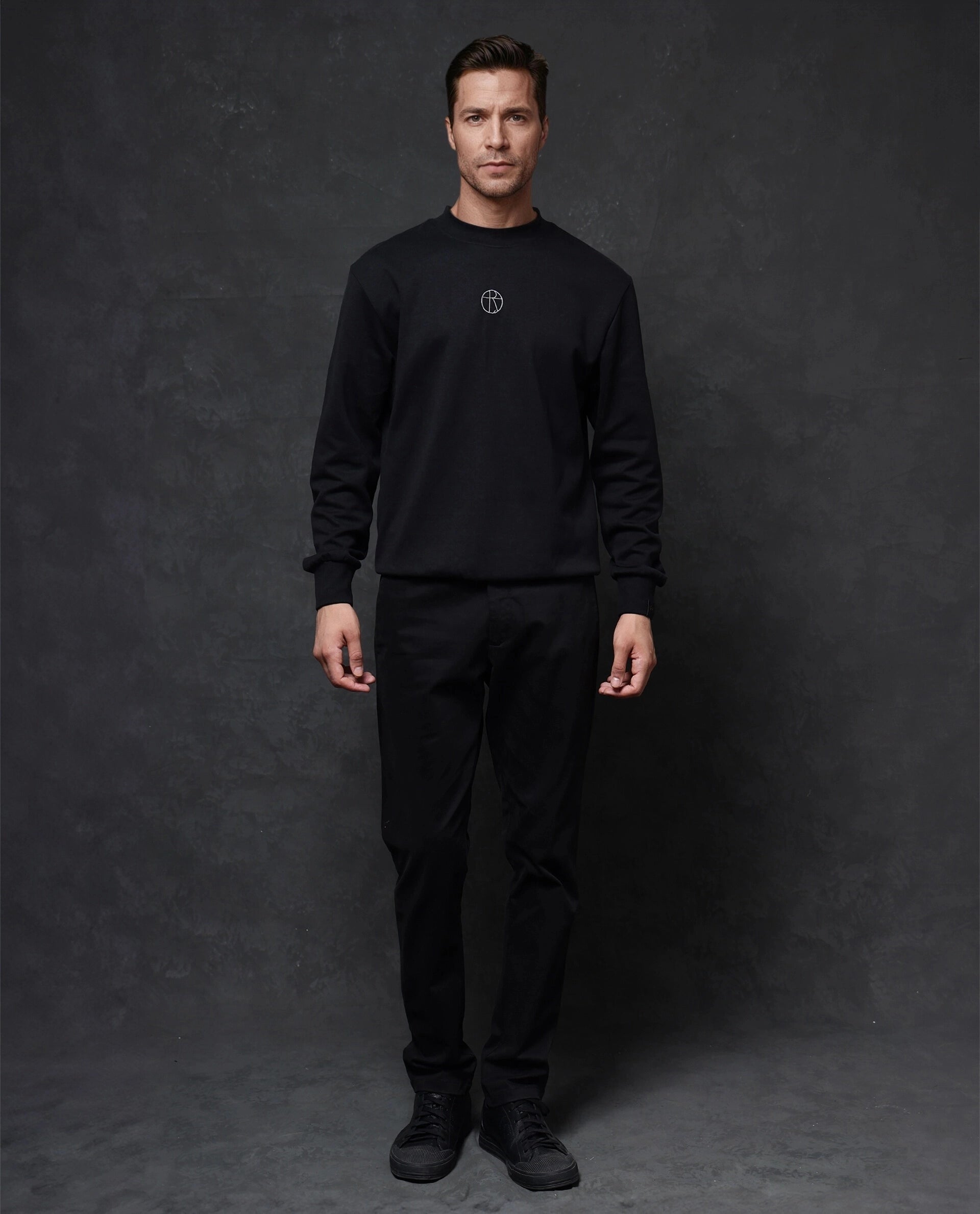 Rare Rabbit Men Lars Black Full Sleeve Crew Neck Embroidered Animal Print Sweatshirt