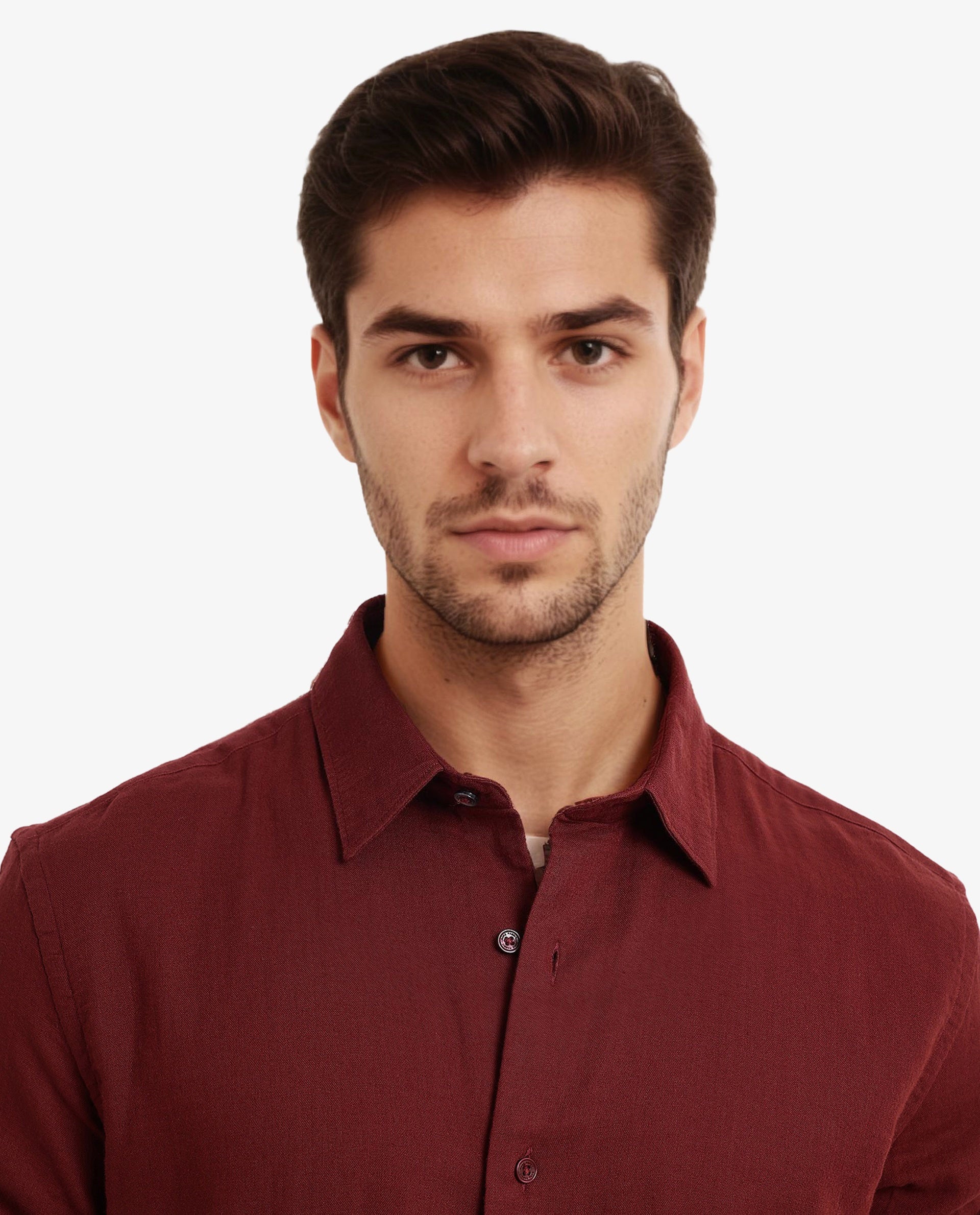 Rare Rabbit  Men's Layerr-2 Rust Cotton Fabric Full Sleeve Regular Fit Solid Shirt