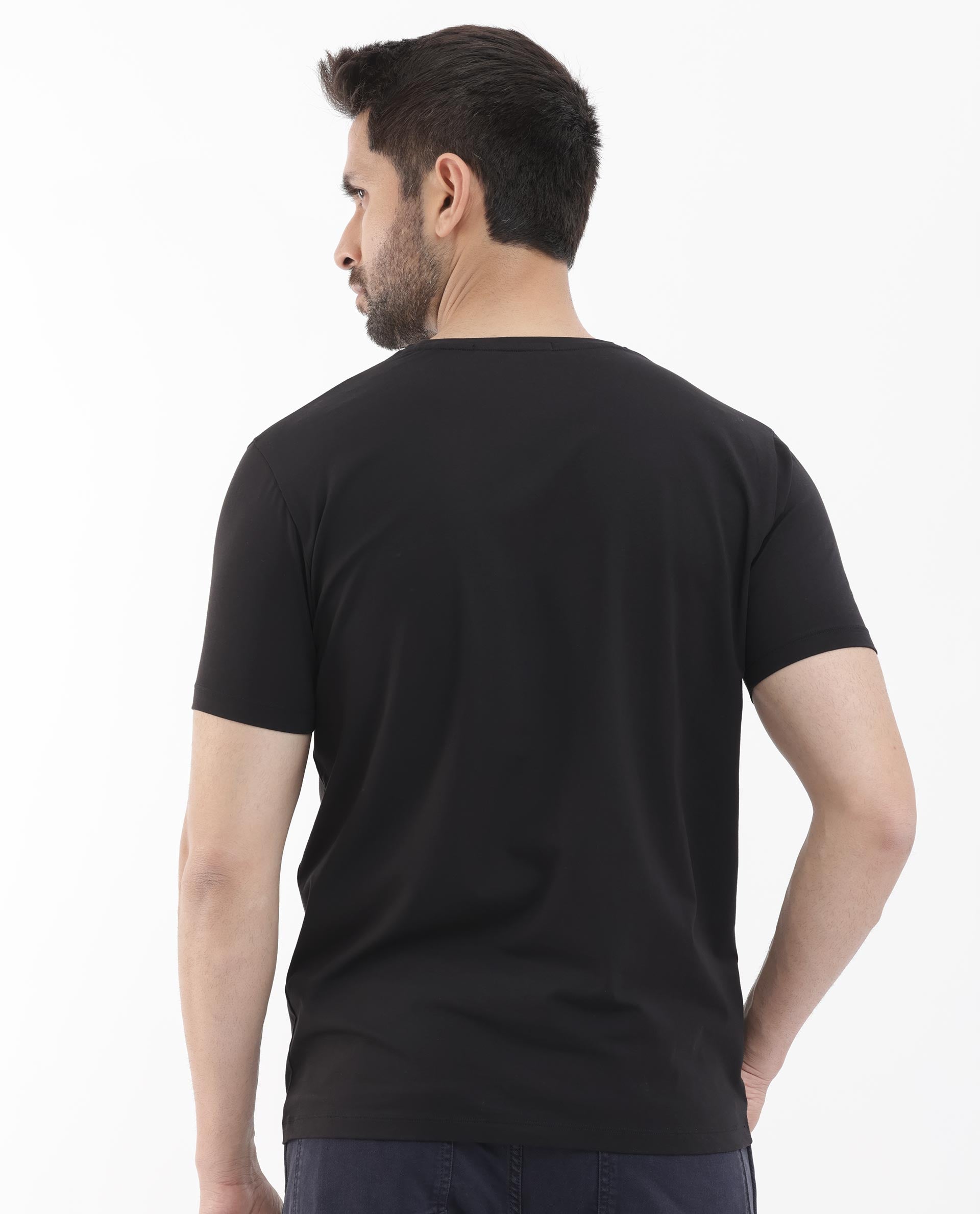 Rare Rabbit Mens Leonel Black Short Sleeve Graphic T-Shirt