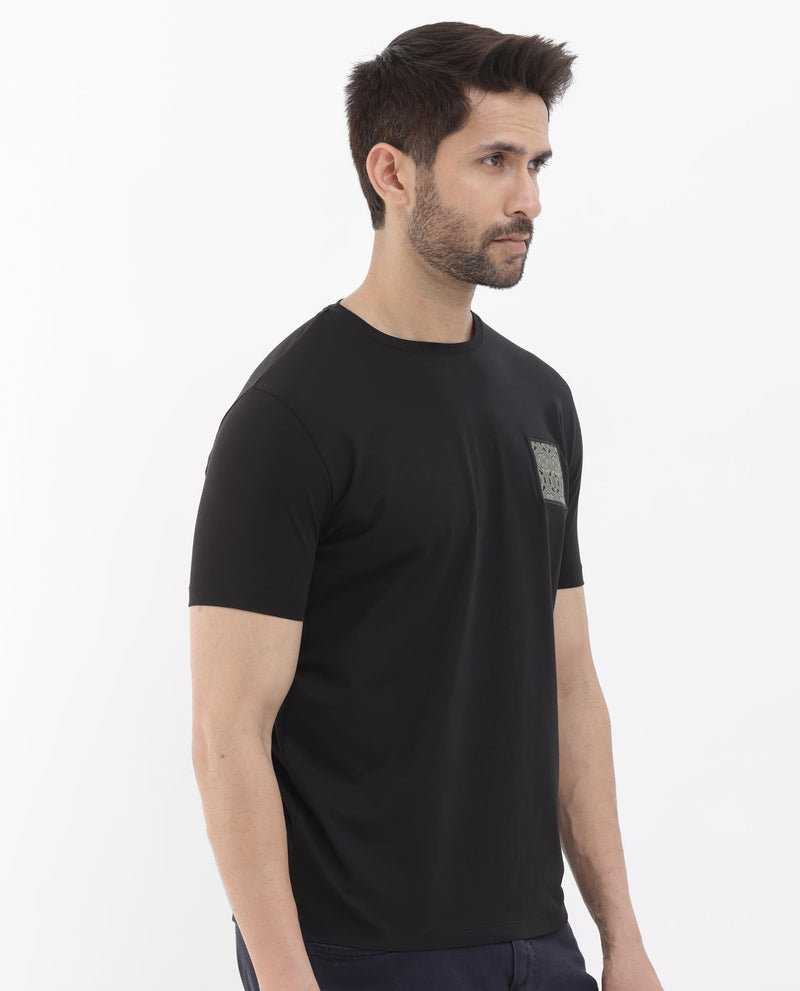 Rare Rabbit Mens Leonel Black Short Sleeve Graphic T-Shirt