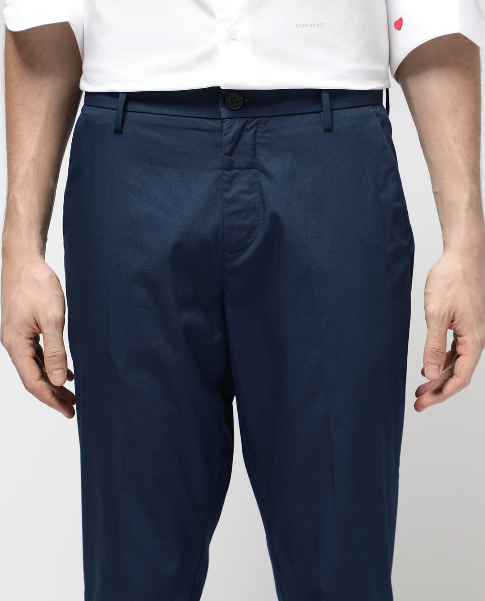 Rare Rabbit Mens Linotel Pastel Pink Cotton Polyester Lycra Solid Trouser main image 0
