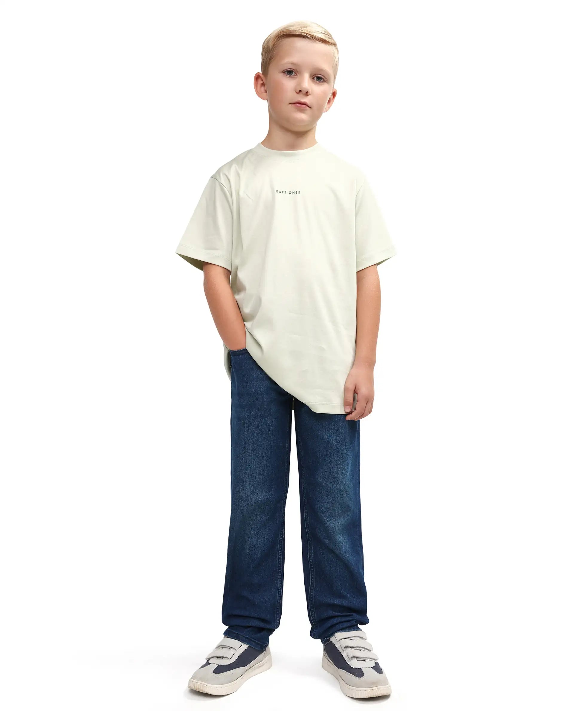 Rare Ones Kids Loet-1 Dark Blue Cotton Blend Fabric Zipper Closure Regular Fit Jeans